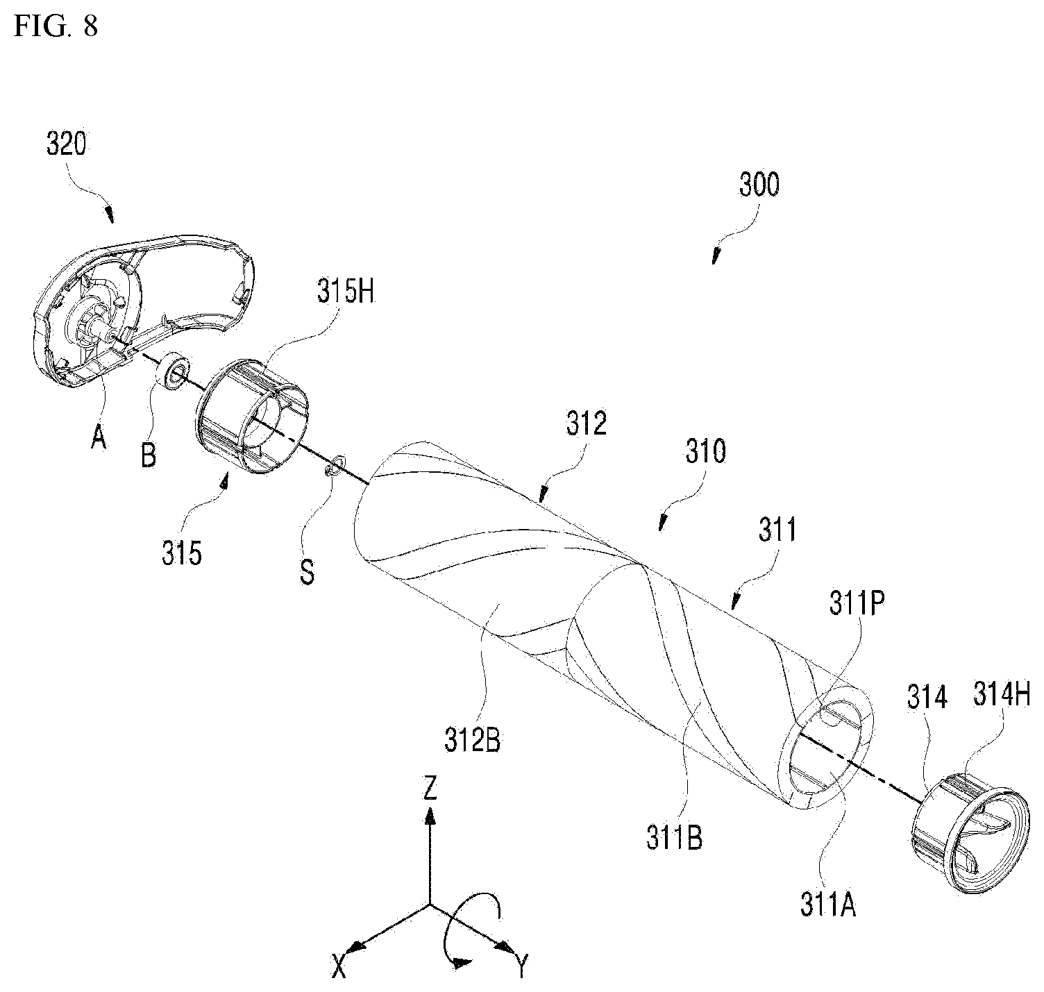 Patent US12376719 Figure 8 – Vacuum cleaner
