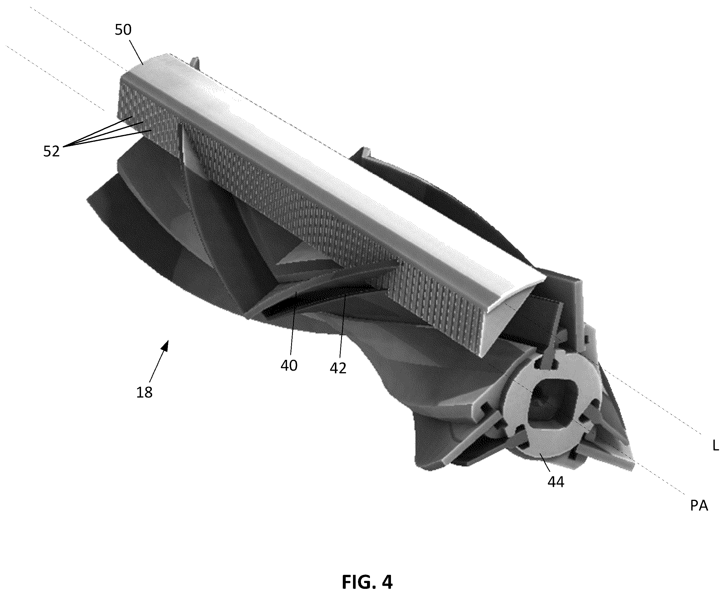 Patent US12376720 Figure 4 – Agitator with debrider and hair removal