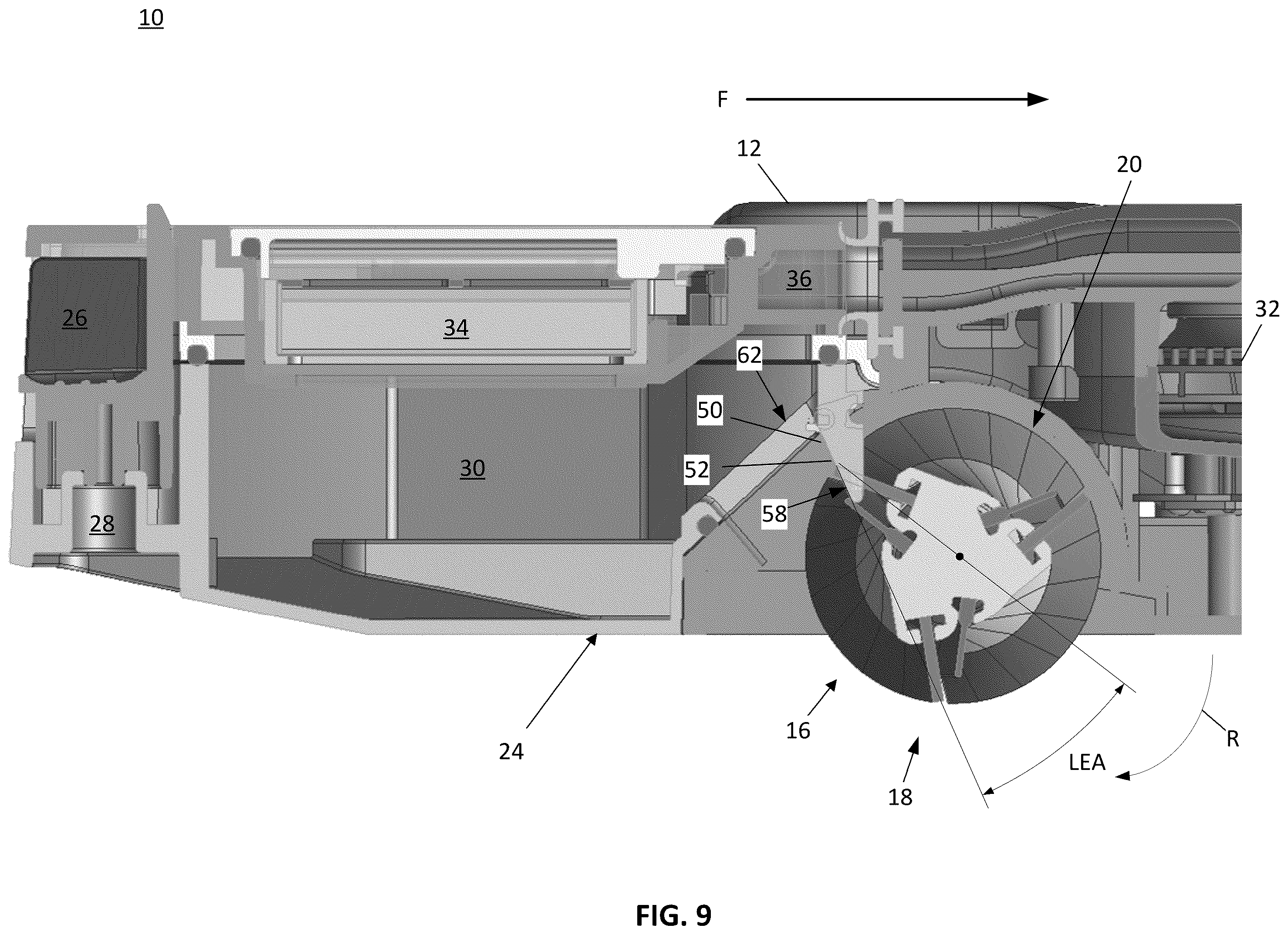 Patent US12376720 Figure 9 – Agitator with debrider and hair removal