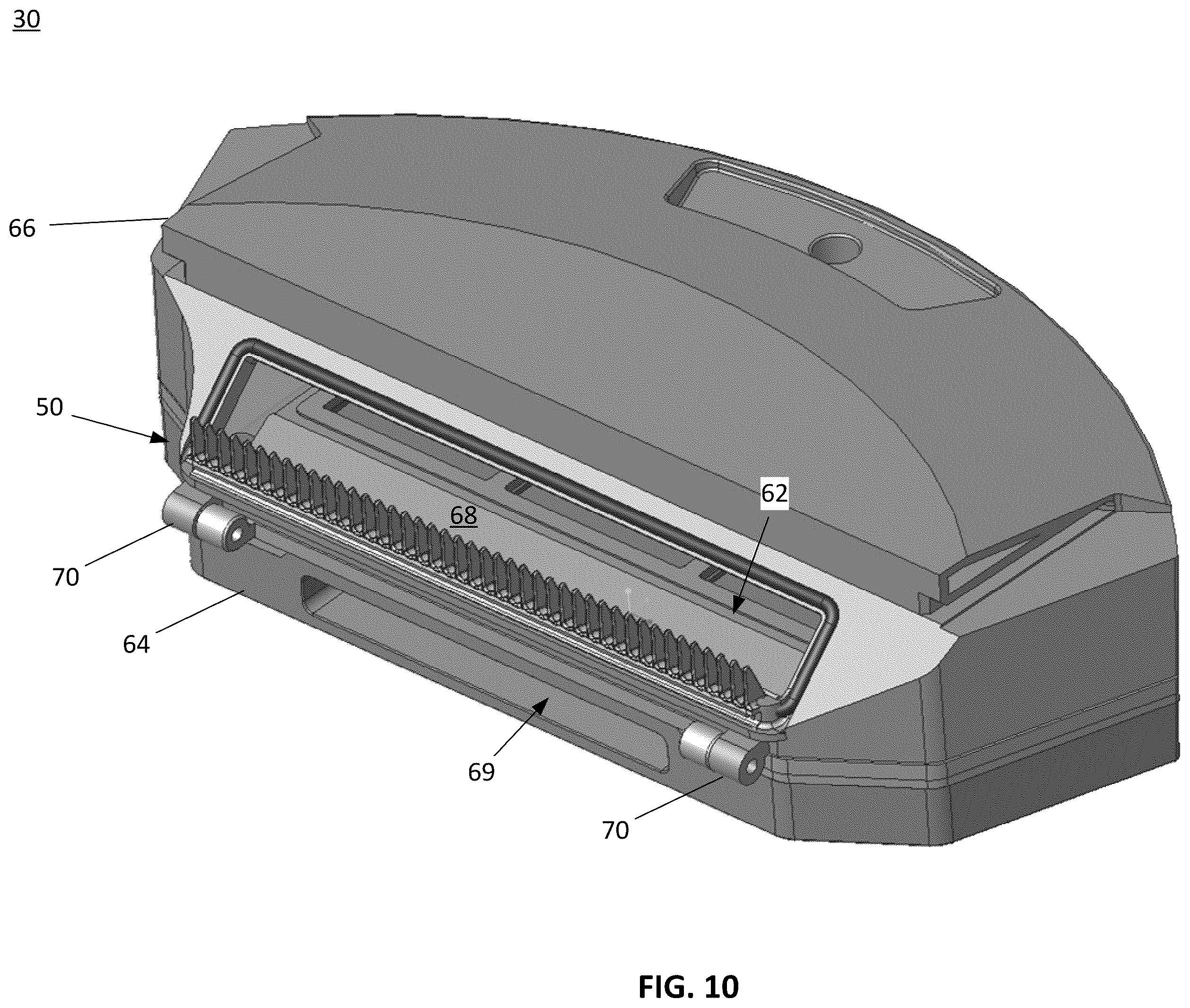 Patent US12376720 Figure 10 – Agitator with debrider and hair removal