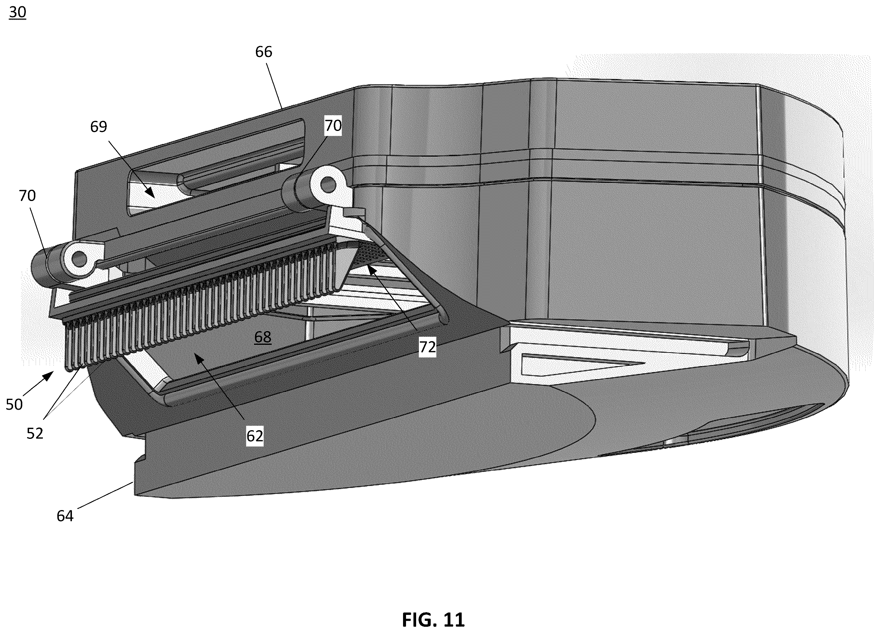 Patent US12376720 Figure 11 – Agitator with debrider and hair removal