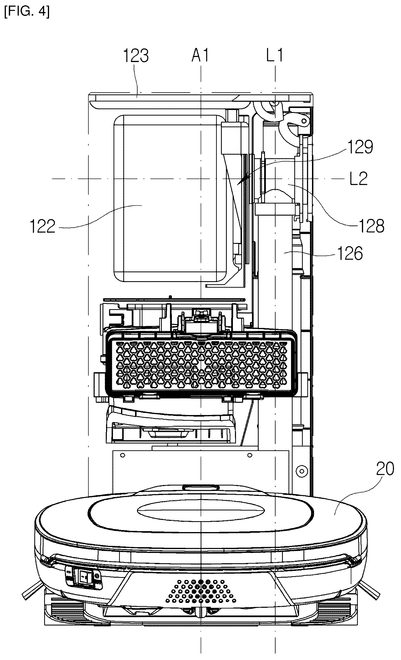 Patent US12376721 Figure 4 – Cleaner station