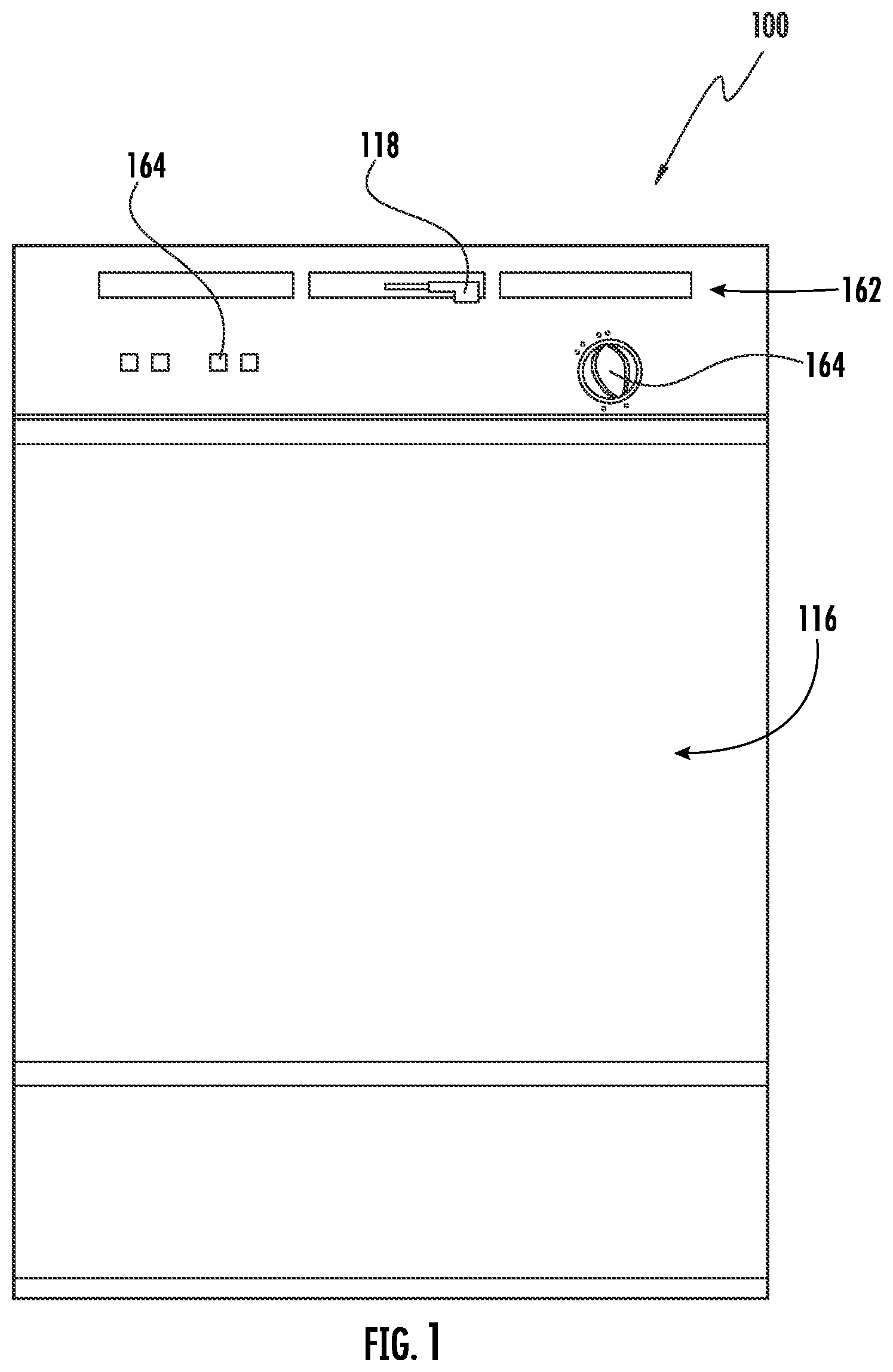Patent US12376726 Figure 1 – Systems for preventing rotation of fill funnel in dishwashing appliances