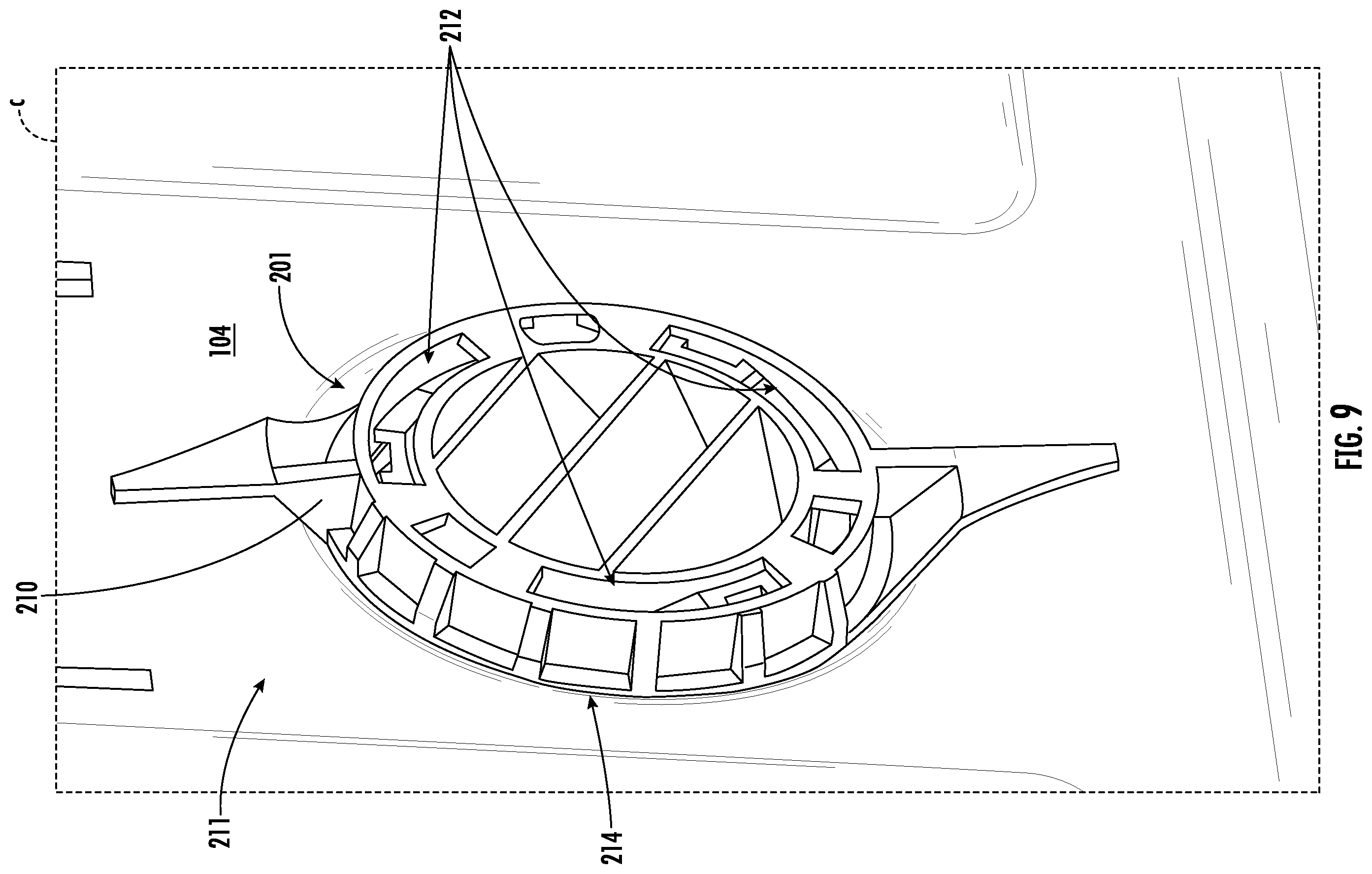 Patent US12376726 Figure 8 – Systems for preventing rotation of fill funnel in dishwashing appliances