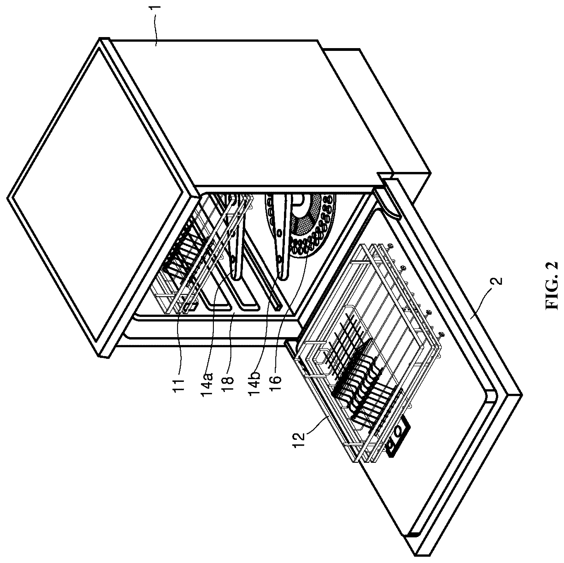 Patent US12376727 Figure 2 – Dishwasher and method for detecting camera failure by dishwasher