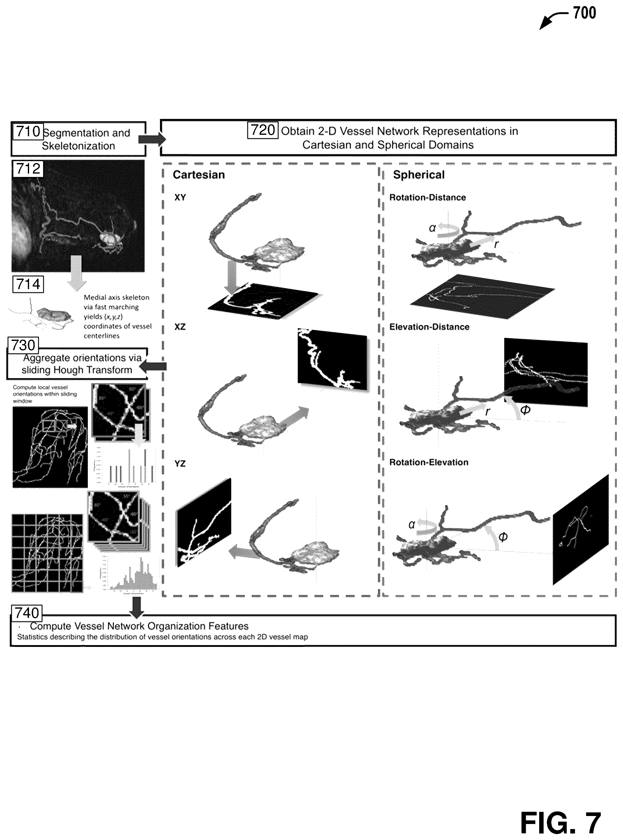 Patent US12376750 Figure 7 – Tumor characterization and outcome prediction through quantitative measurements of tumor-associated vasculature