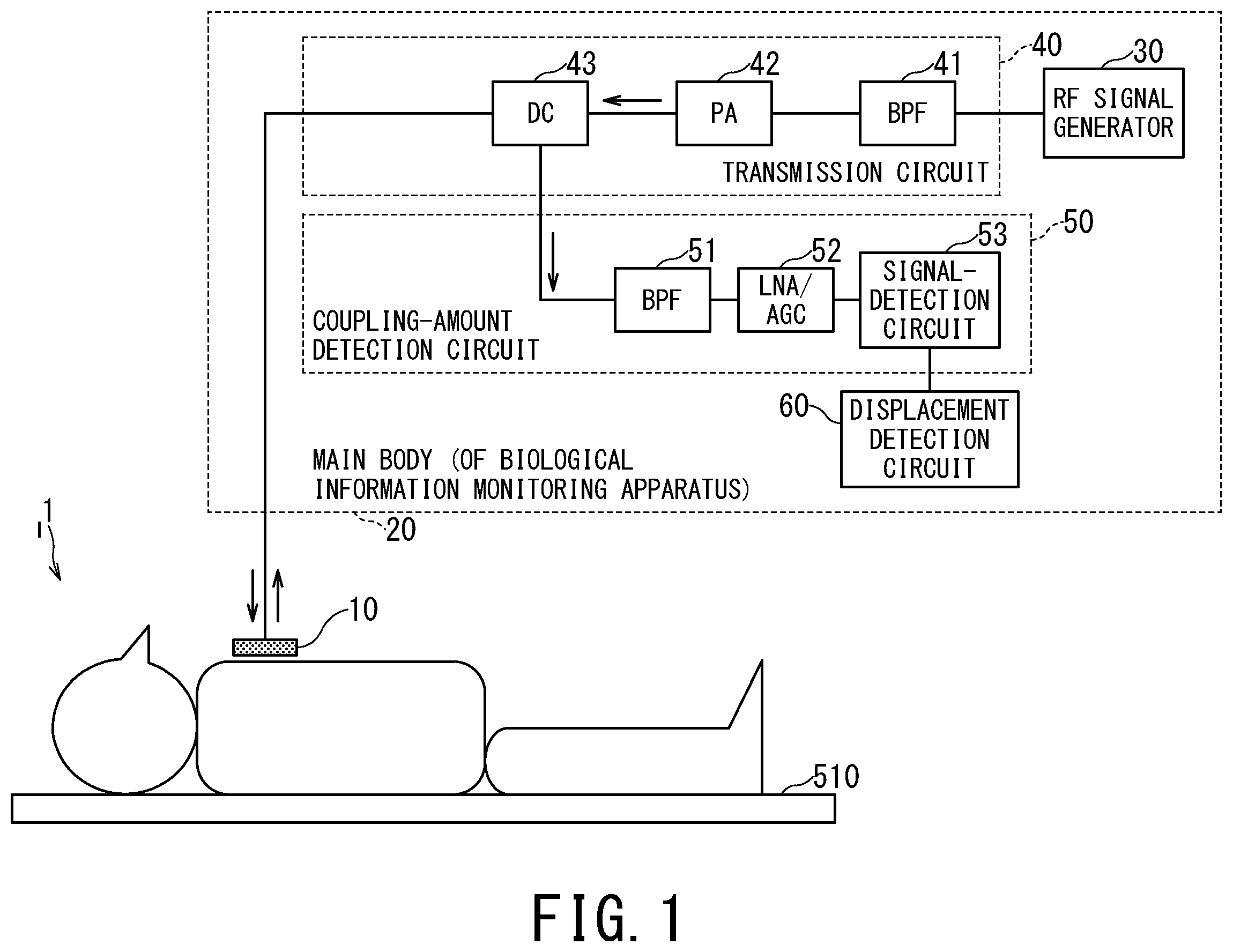 Patent US12376758 Figure 1 – Biological information monitoring apparatus and magnetic resonance apparatus