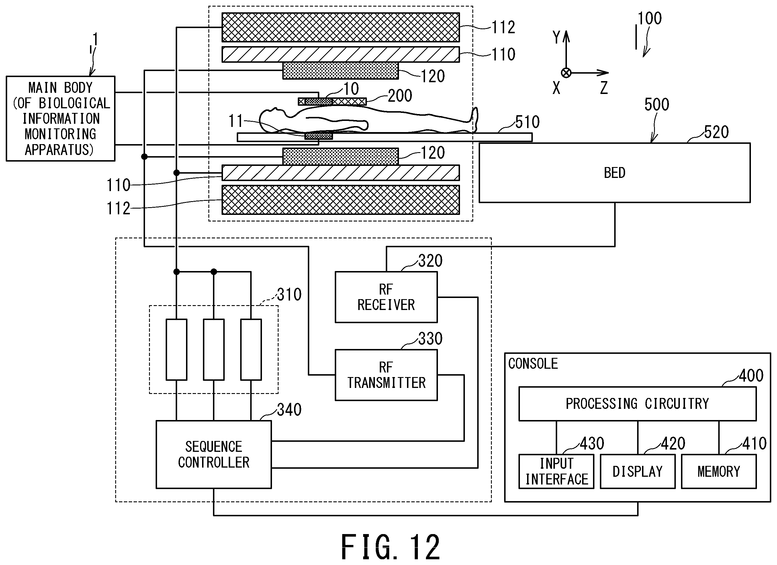 Patent US12376758 Figure 12 – Biological information monitoring apparatus and magnetic resonance apparatus