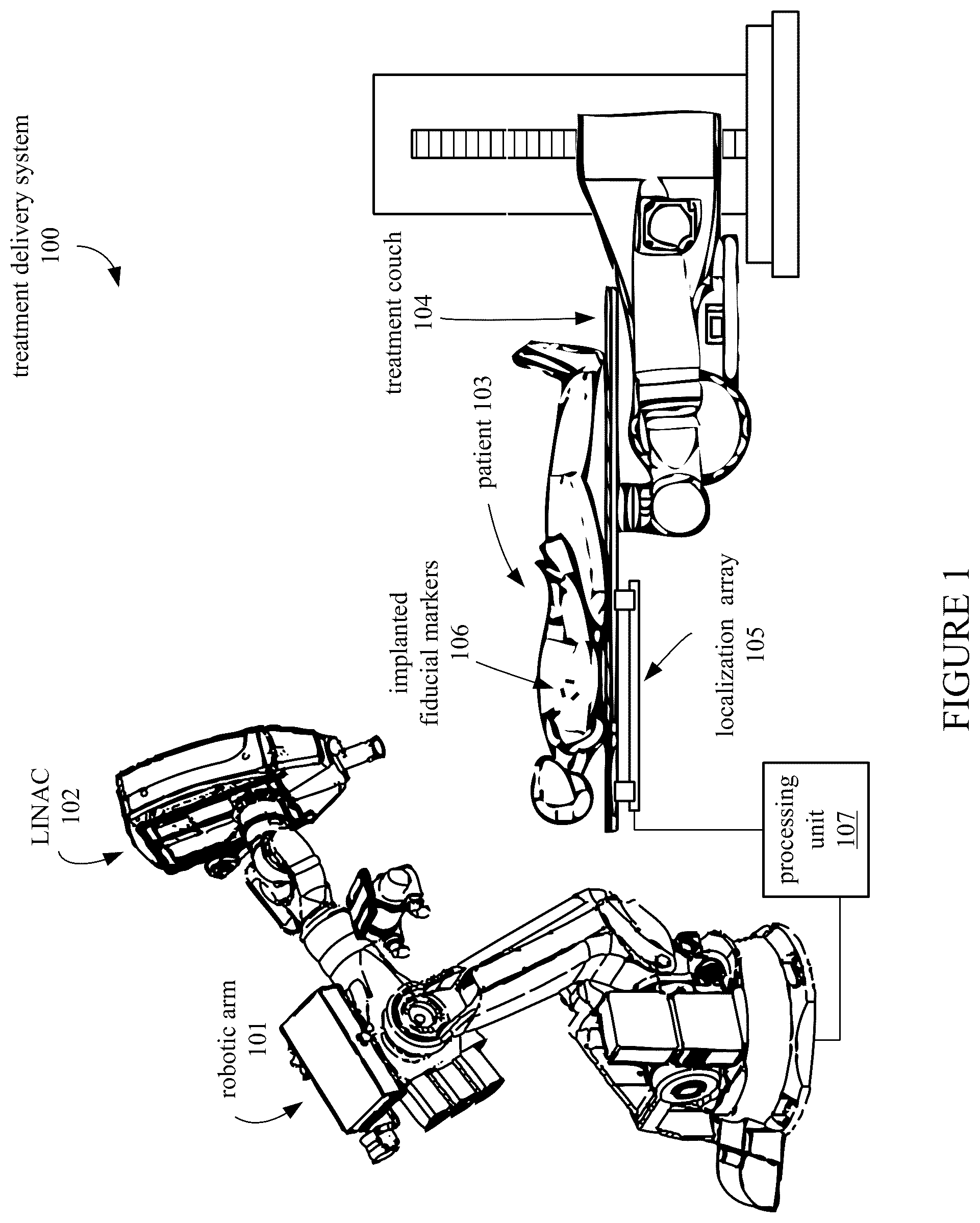 Patent US12376761 Figure 1 – Treatment couch with localization array
