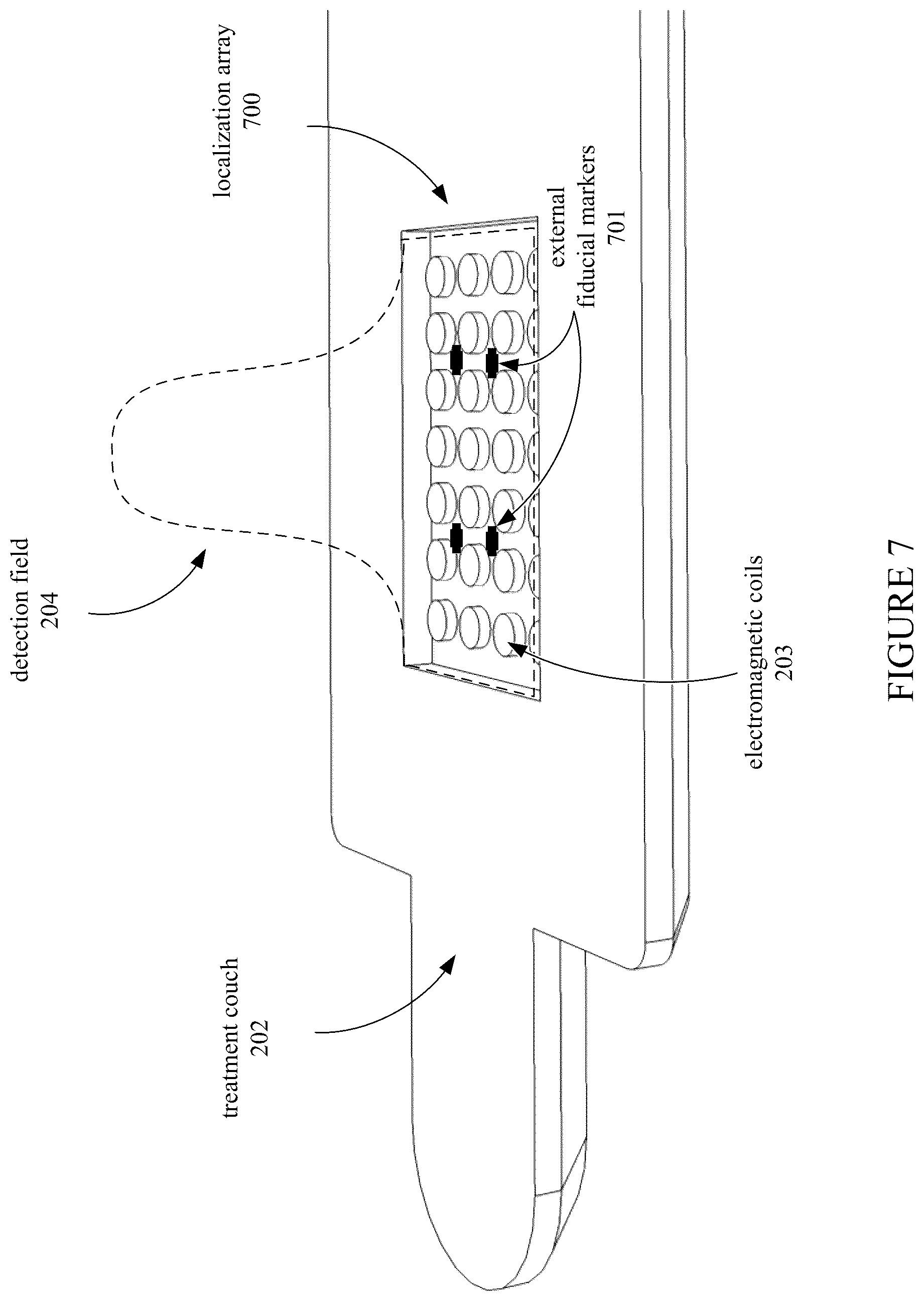 Patent US12376761 Figure 9 – Treatment couch with localization array