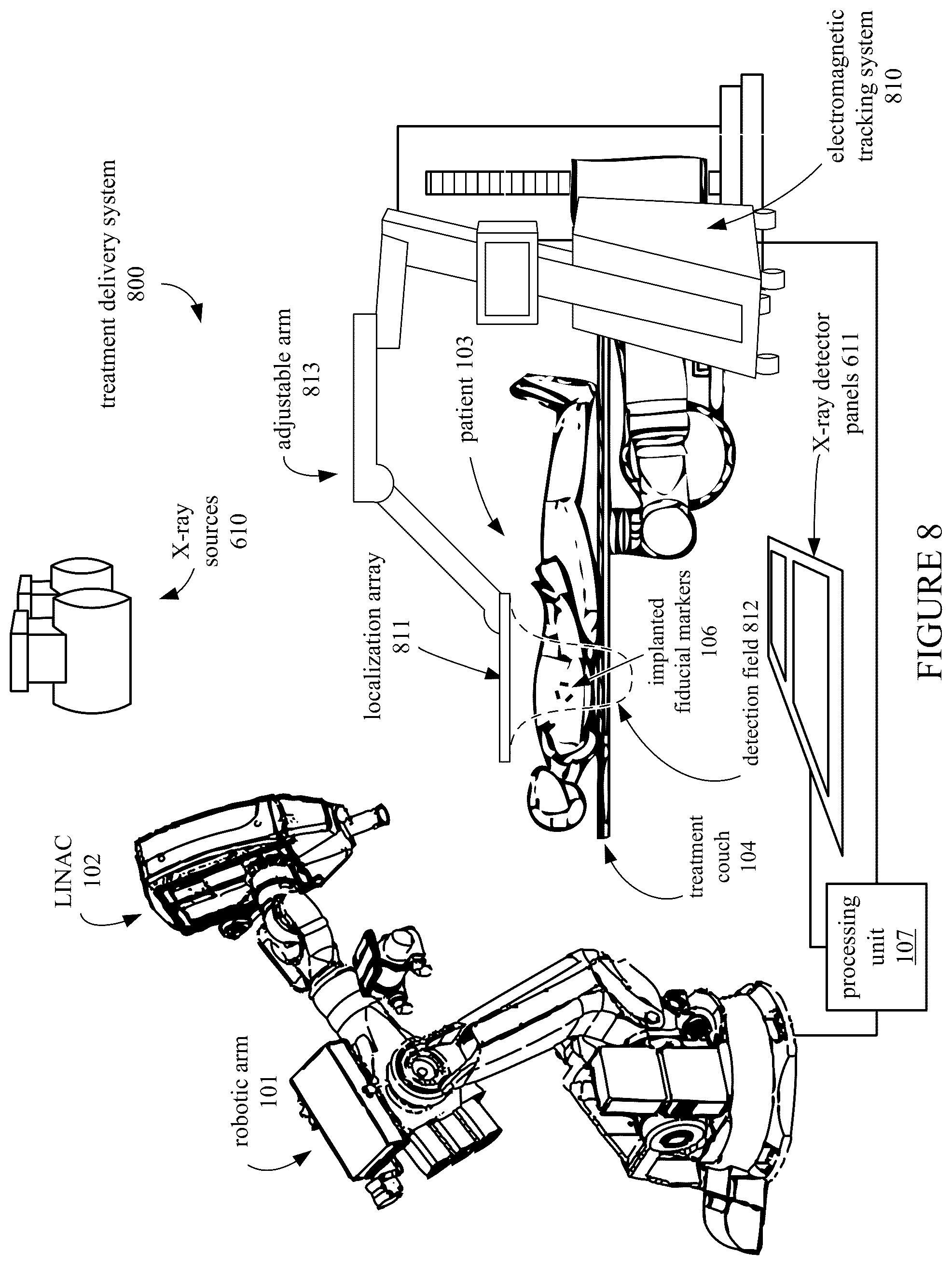 Patent US12376761 Figure 10 – Treatment couch with localization array