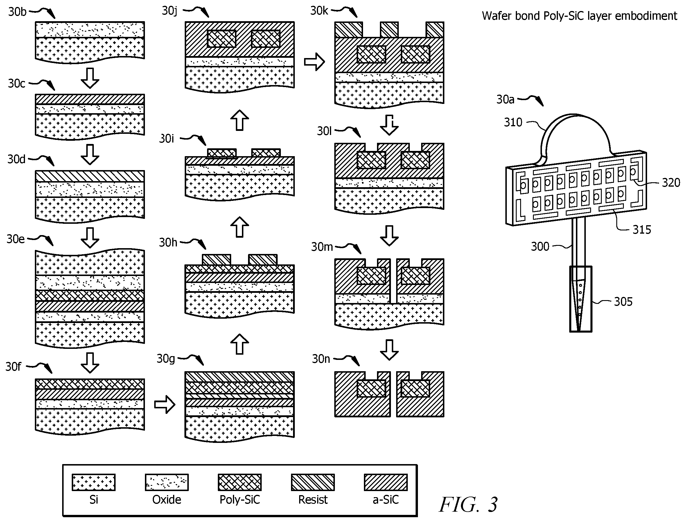 Patent US12376776 Figure 3 – Flexible monolithic all polycrystalline silicon carbide neural interface device and method of manufacture