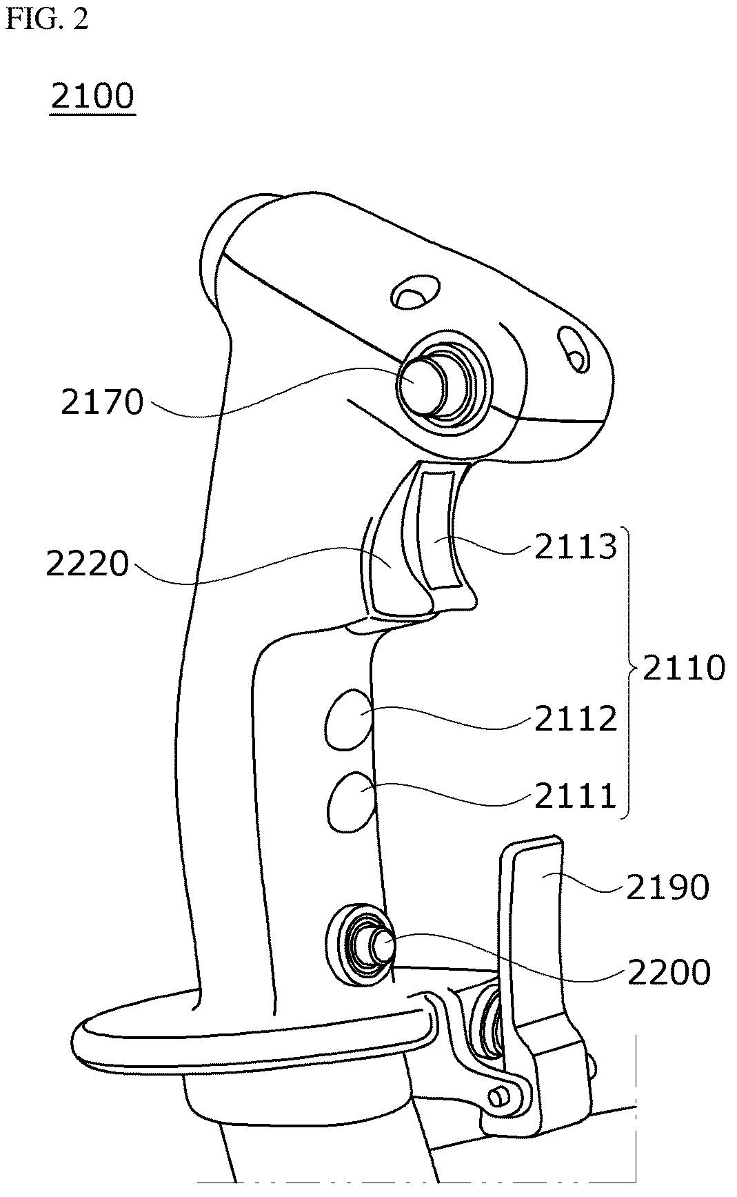 Patent US12376798 Figure 2 – Control stick for military aircraft