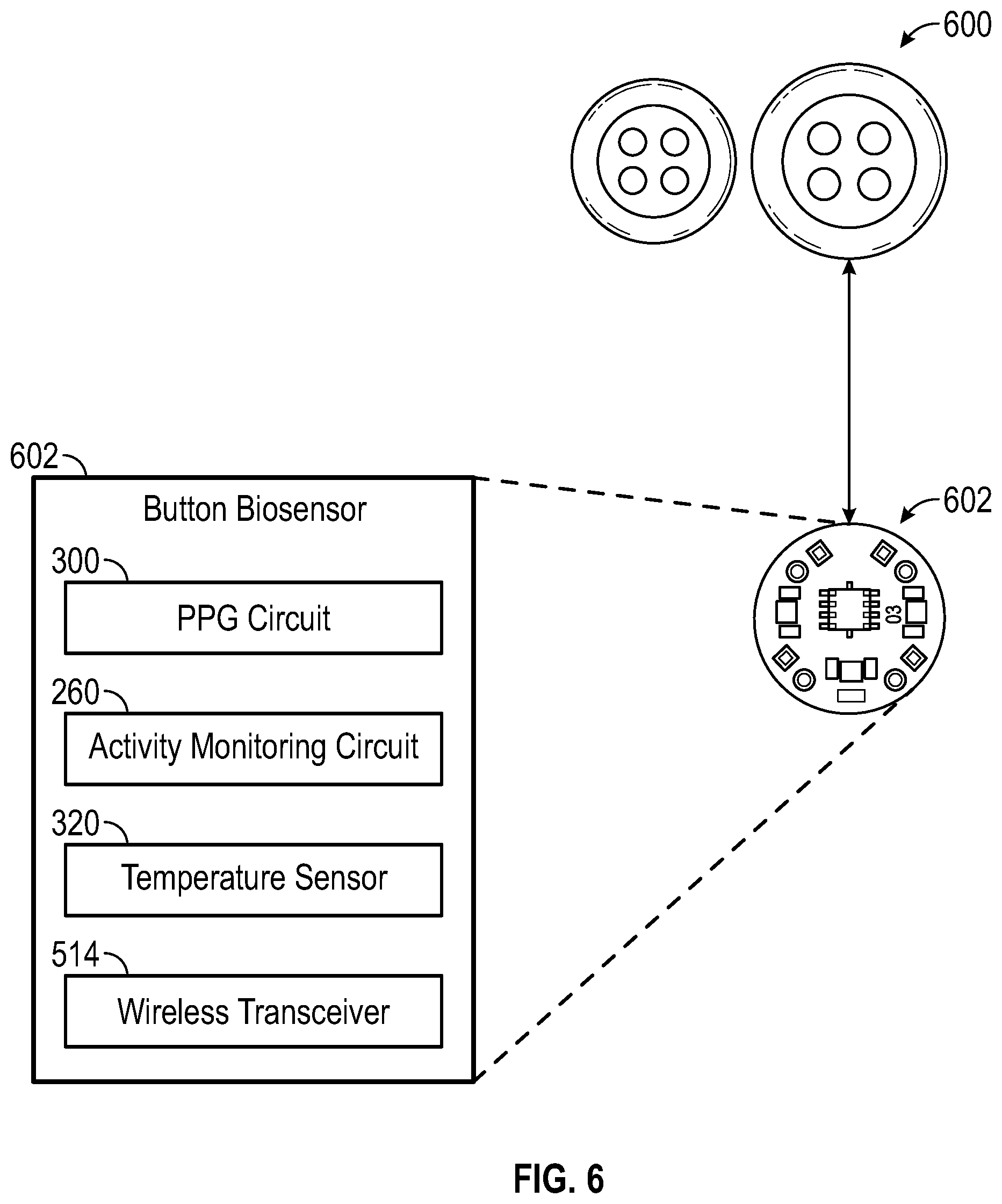Patent US12376802 Figure 6 – System and method for health monitoring including a user device and biosensor