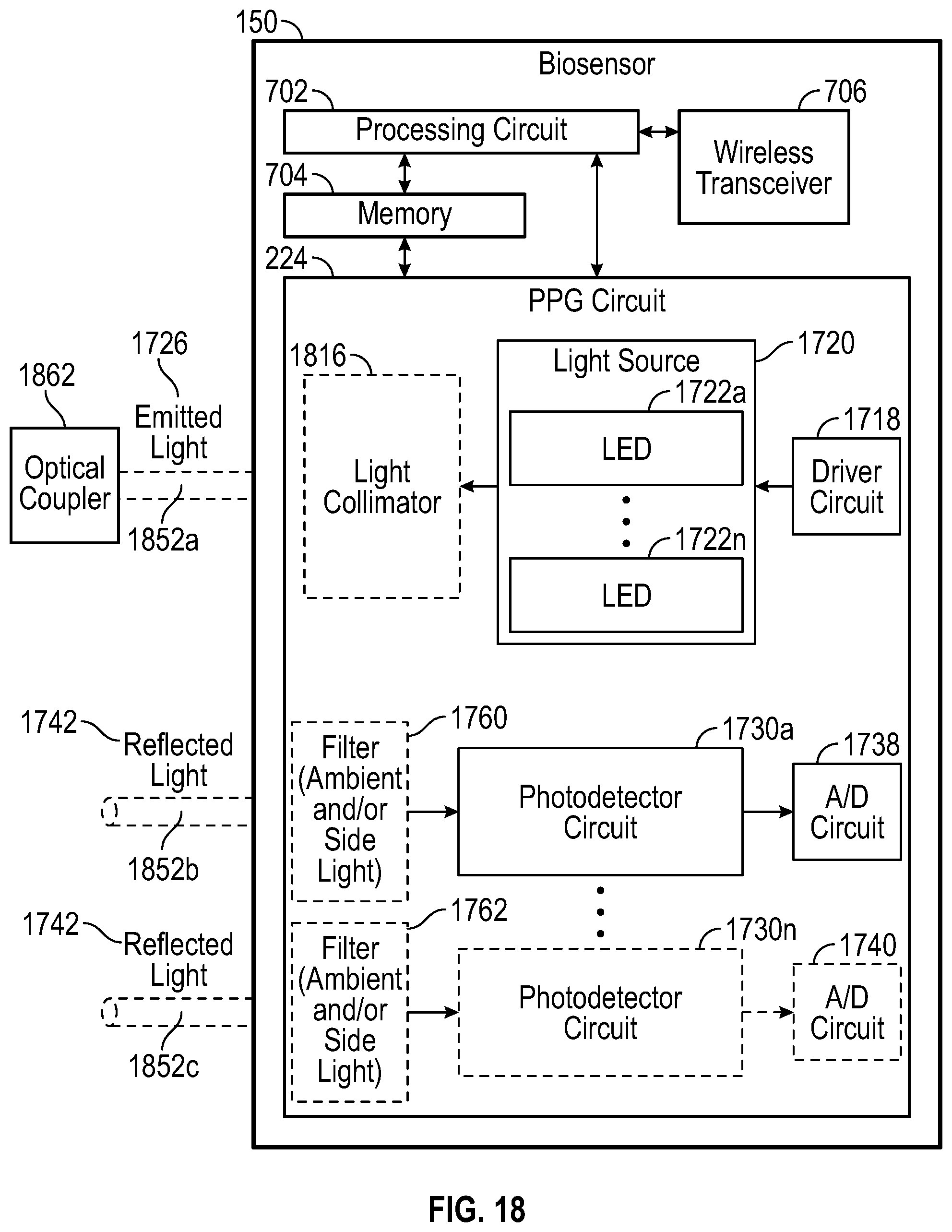 Patent US12376802 Figure 18 – System and method for health monitoring including a user device and biosensor