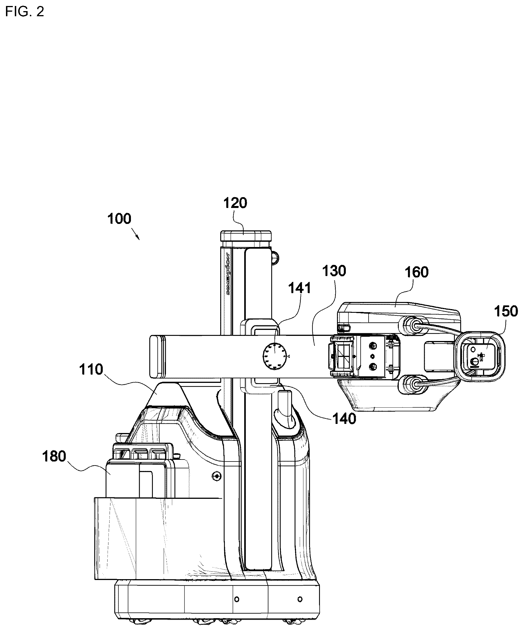 Patent US12376804 Figure 2 – Mobile medical image apparatus for including slidable arm along colum and operation method thereof
