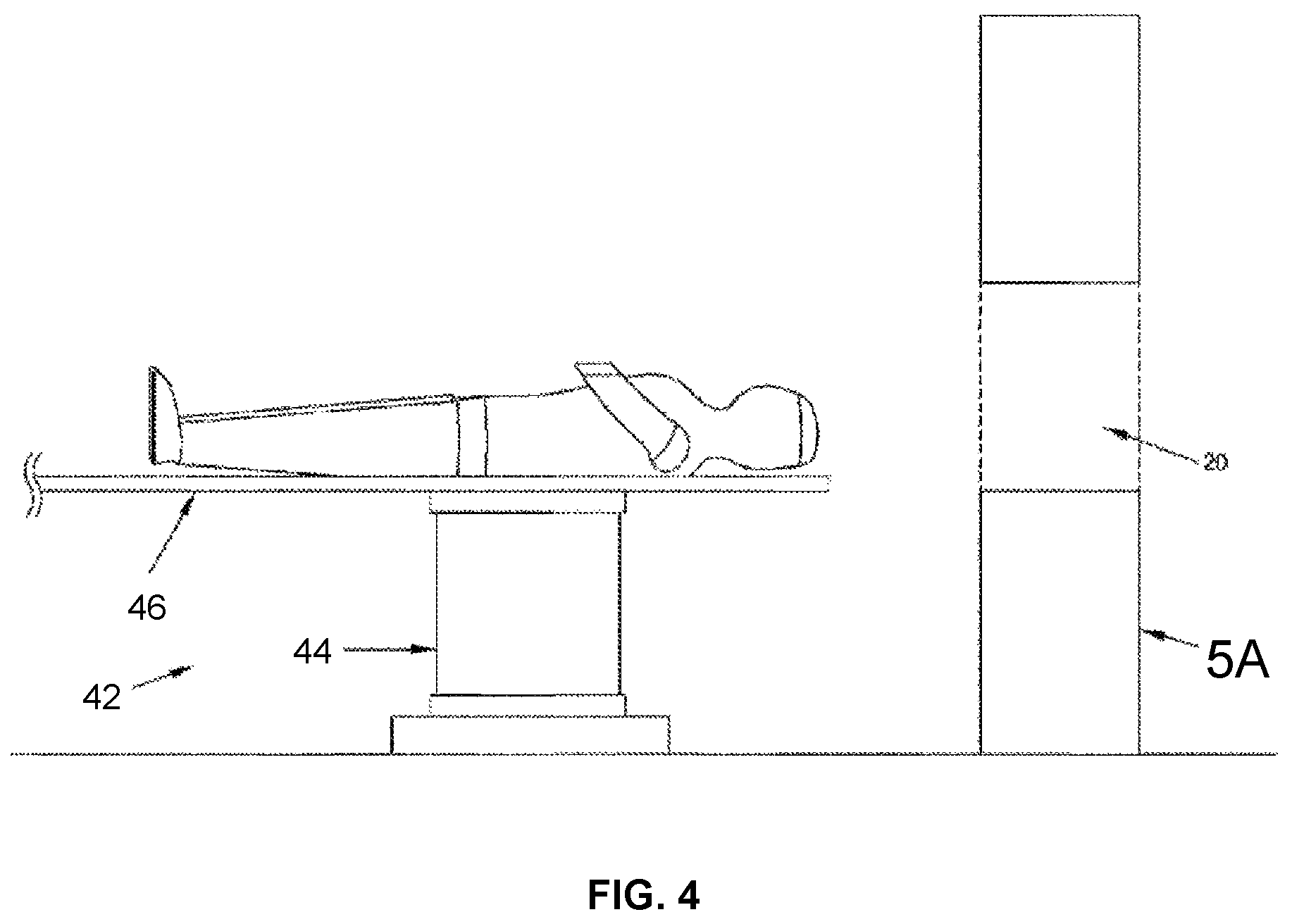 Patent US12376805 Figure 4 – Mobile CT imaging system comprising a mobile CT imaging machine with an on-board motorized bed and/or an on-board ultrasound imager