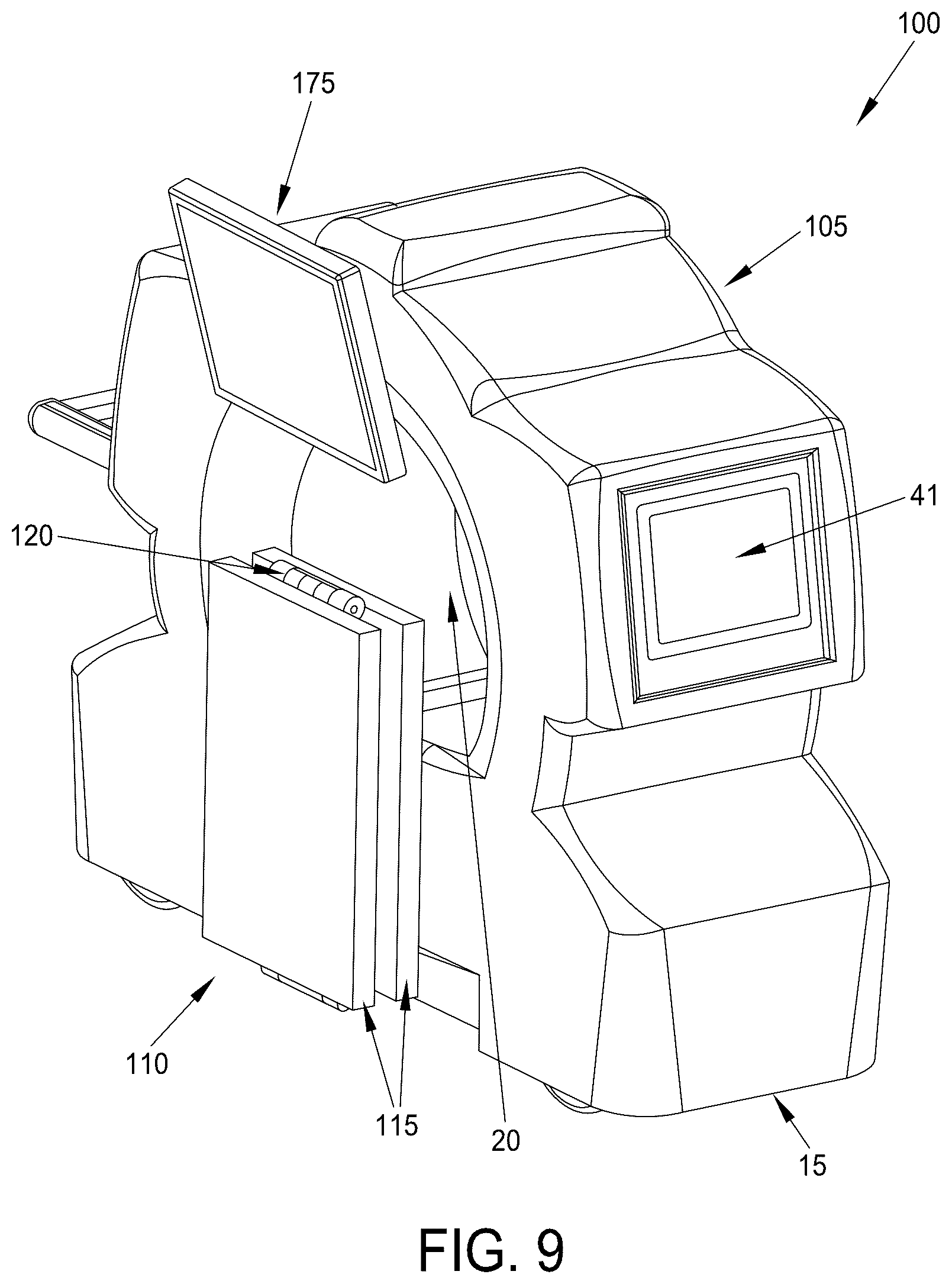 Patent US12376805 Figure 9 – Mobile CT imaging system comprising a mobile CT imaging machine with an on-board motorized bed and/or an on-board ultrasound imager
