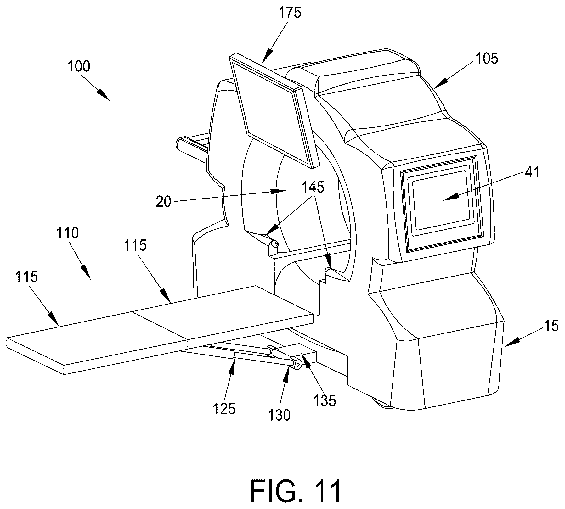 Patent US12376805 Figure 11 – Mobile CT imaging system comprising a mobile CT imaging machine with an on-board motorized bed and/or an on-board ultrasound imager