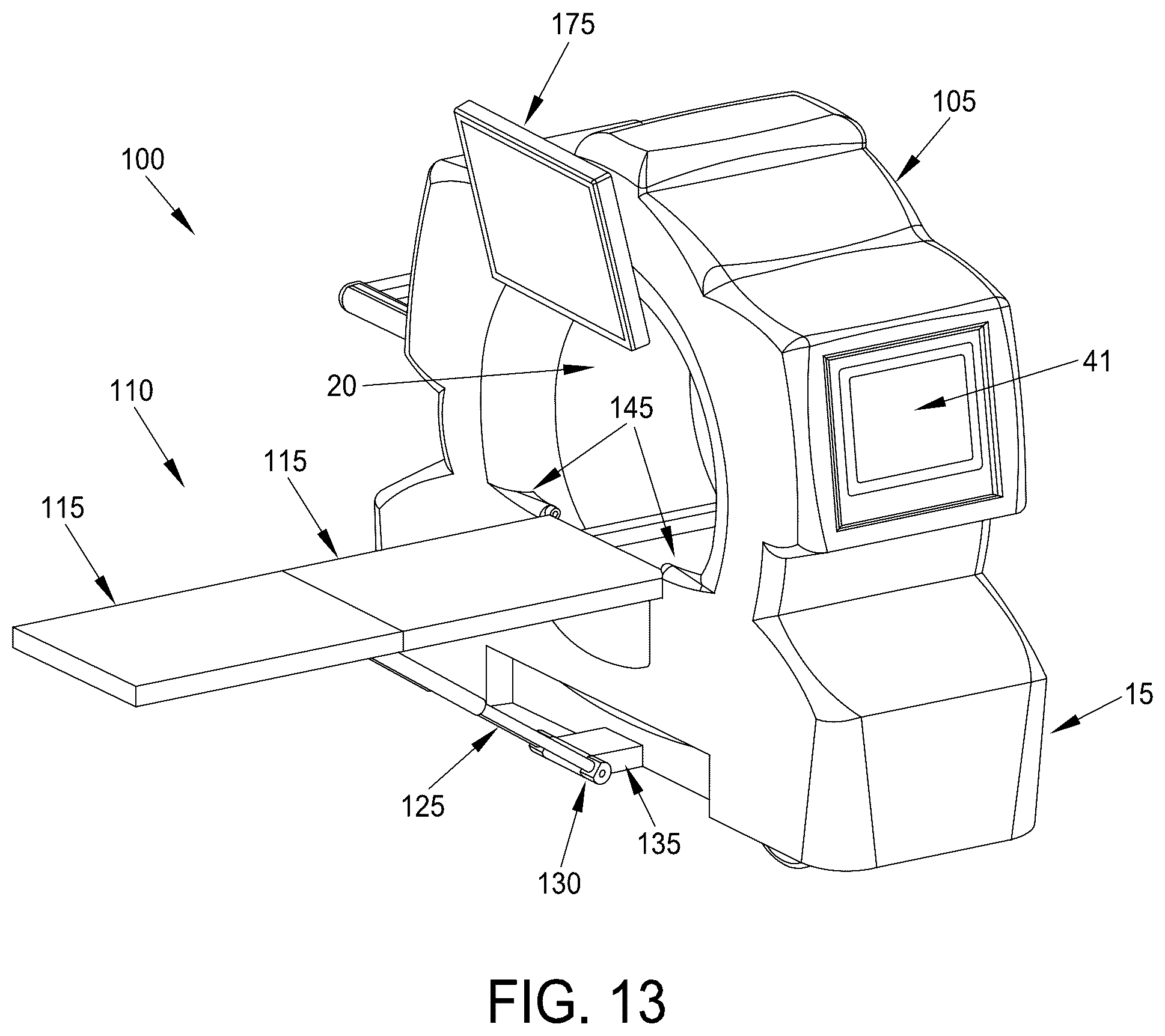 Patent US12376805 Figure 13 – Mobile CT imaging system comprising a mobile CT imaging machine with an on-board motorized bed and/or an on-board ultrasound imager