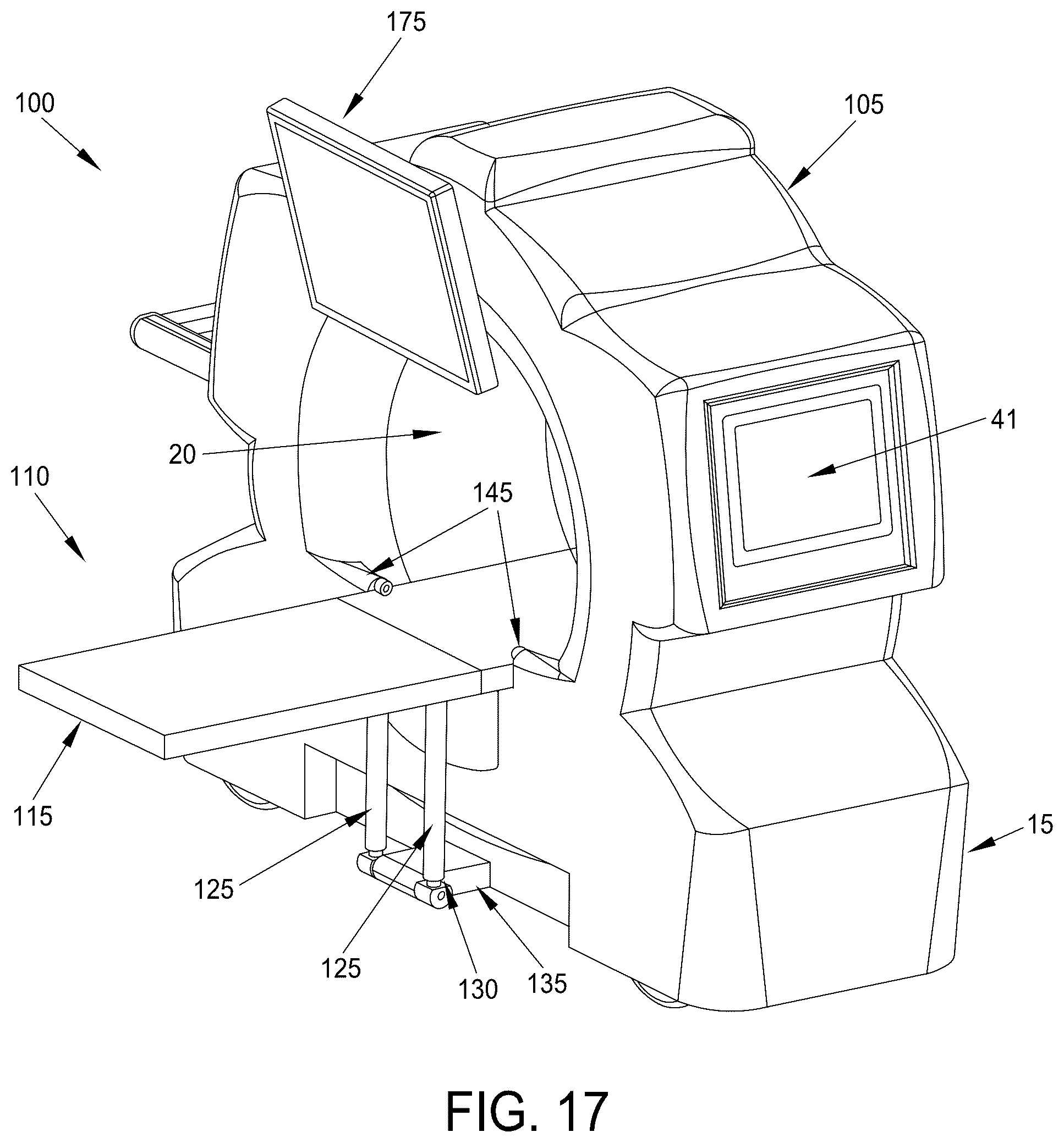 Patent US12376805 Figure 17 – Mobile CT imaging system comprising a mobile CT imaging machine with an on-board motorized bed and/or an on-board ultrasound imager