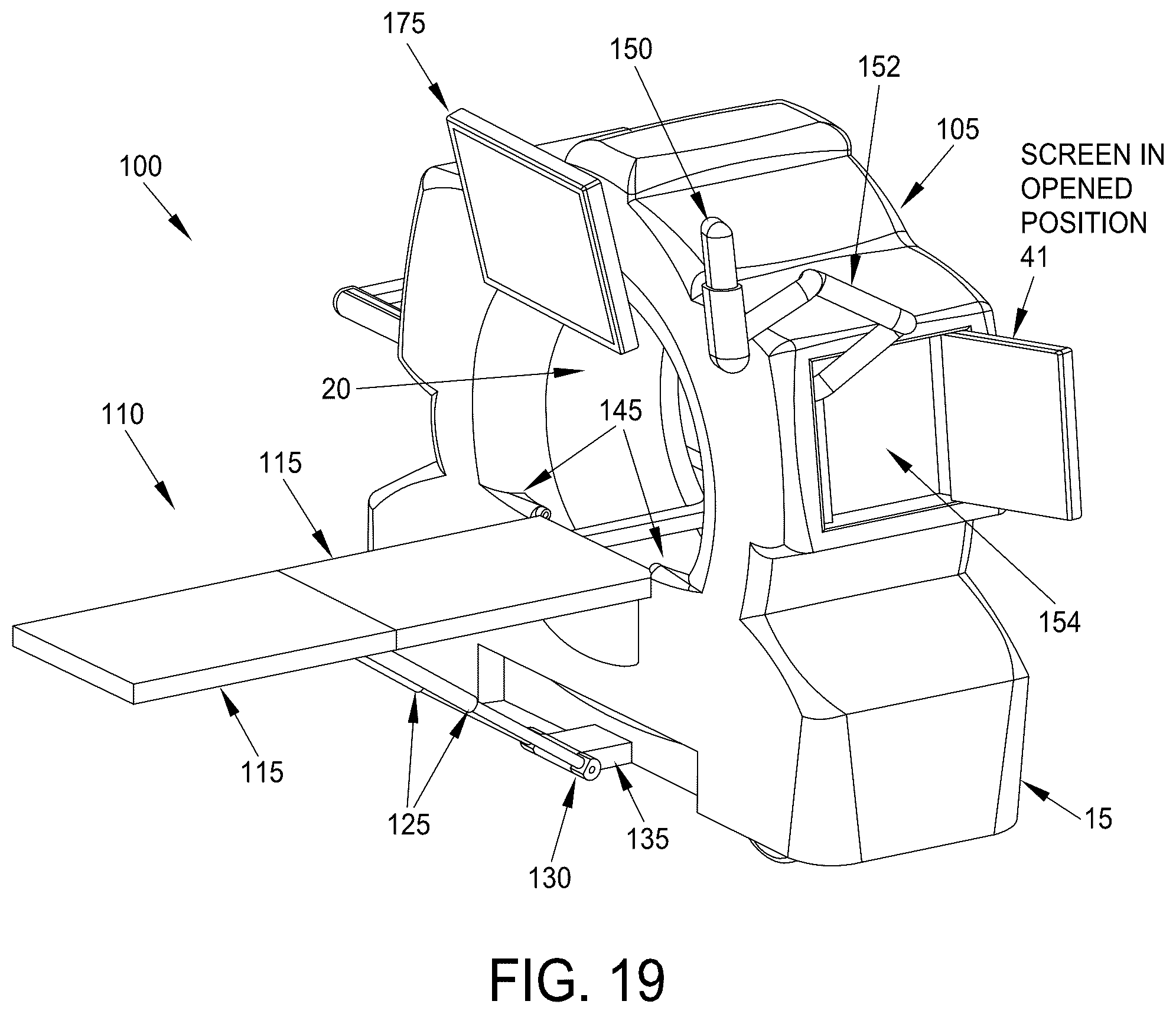 Patent US12376805 Figure 19 – Mobile CT imaging system comprising a mobile CT imaging machine with an on-board motorized bed and/or an on-board ultrasound imager