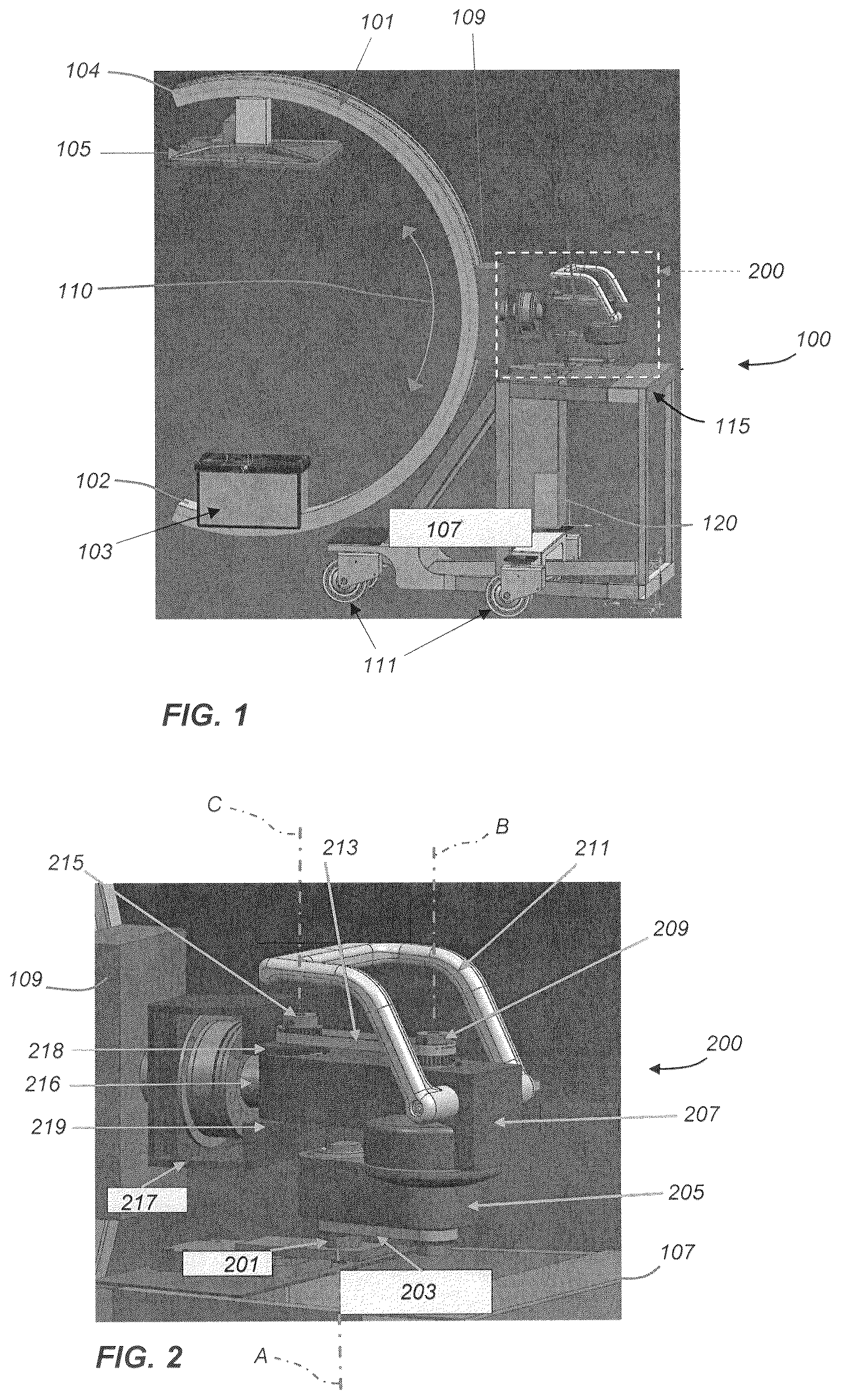 Patent US12376811 Figure 1 – Portable C-arm with attachable control stand