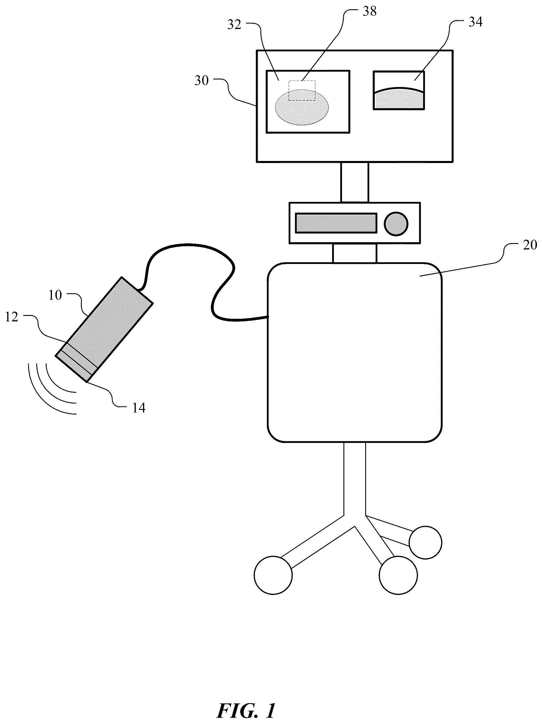 Patent US12376831 Figure 1 – Ultrasound system with high frequency detail