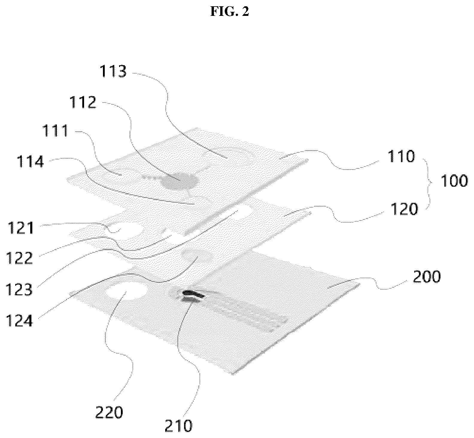 Patent US12376836 Figure 2 – Microfluidic device for detecting biomolecules in sweat and wearable biosensor patch using the same