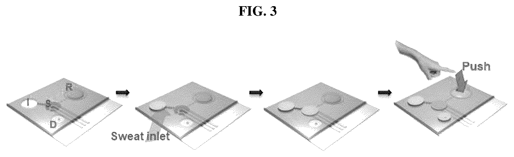 Patent US12376836 Figure 3 – Microfluidic device for detecting biomolecules in sweat and wearable biosensor patch using the same