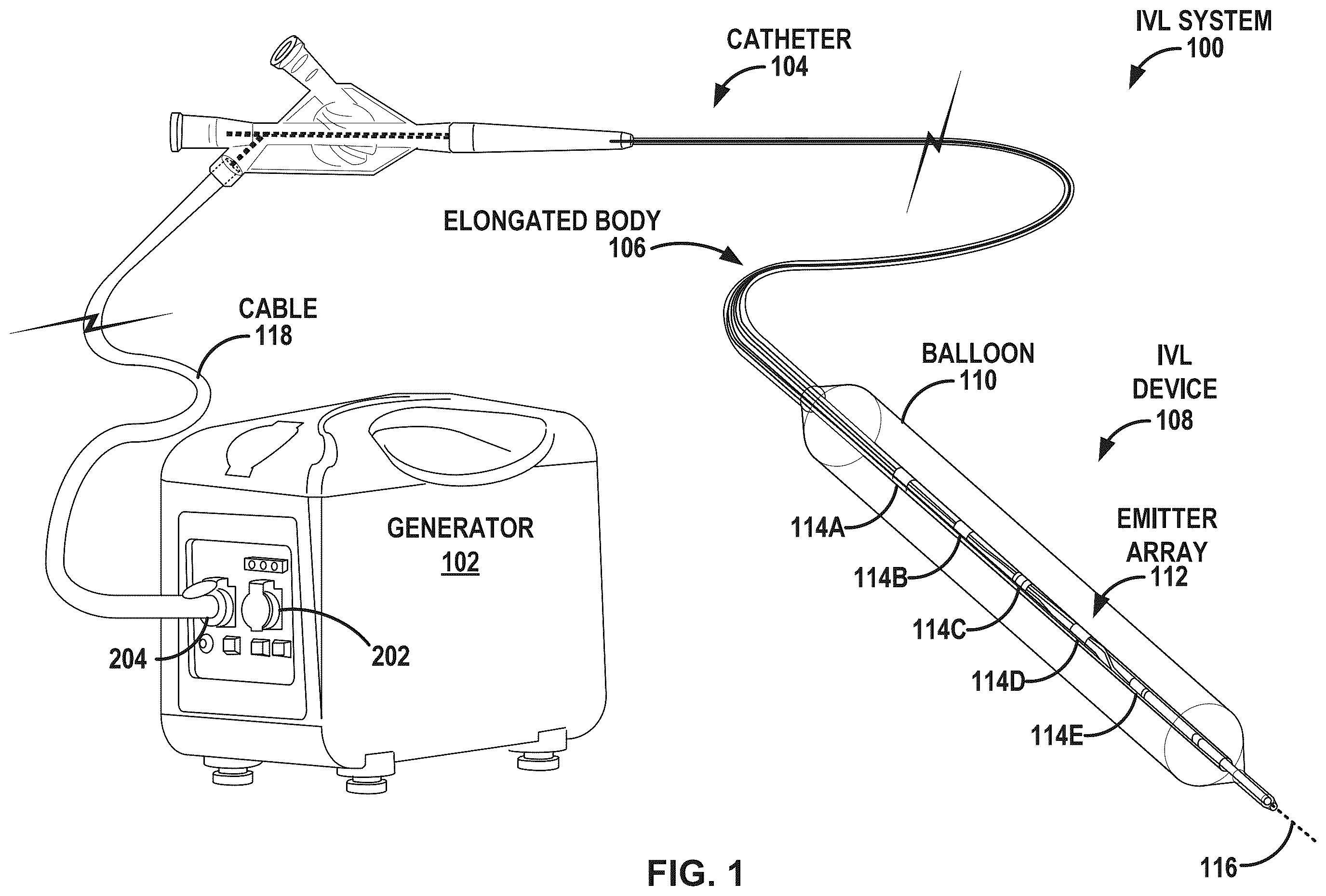 Patent US12376869 Figure 1 – Intravascular lithotripsy