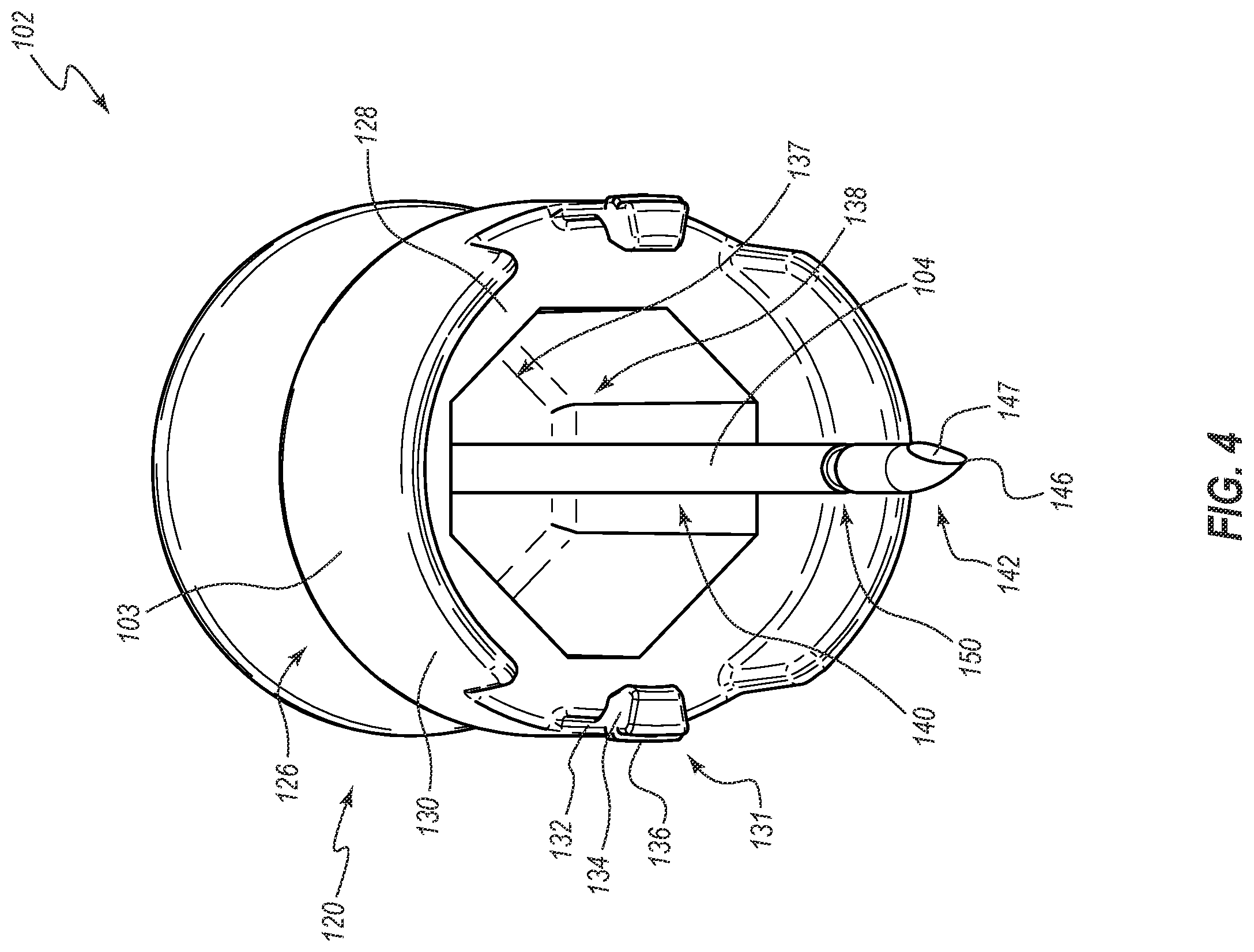 Patent US12376881 Figure 4 – Safety shields for elongated instruments and related systems and methods