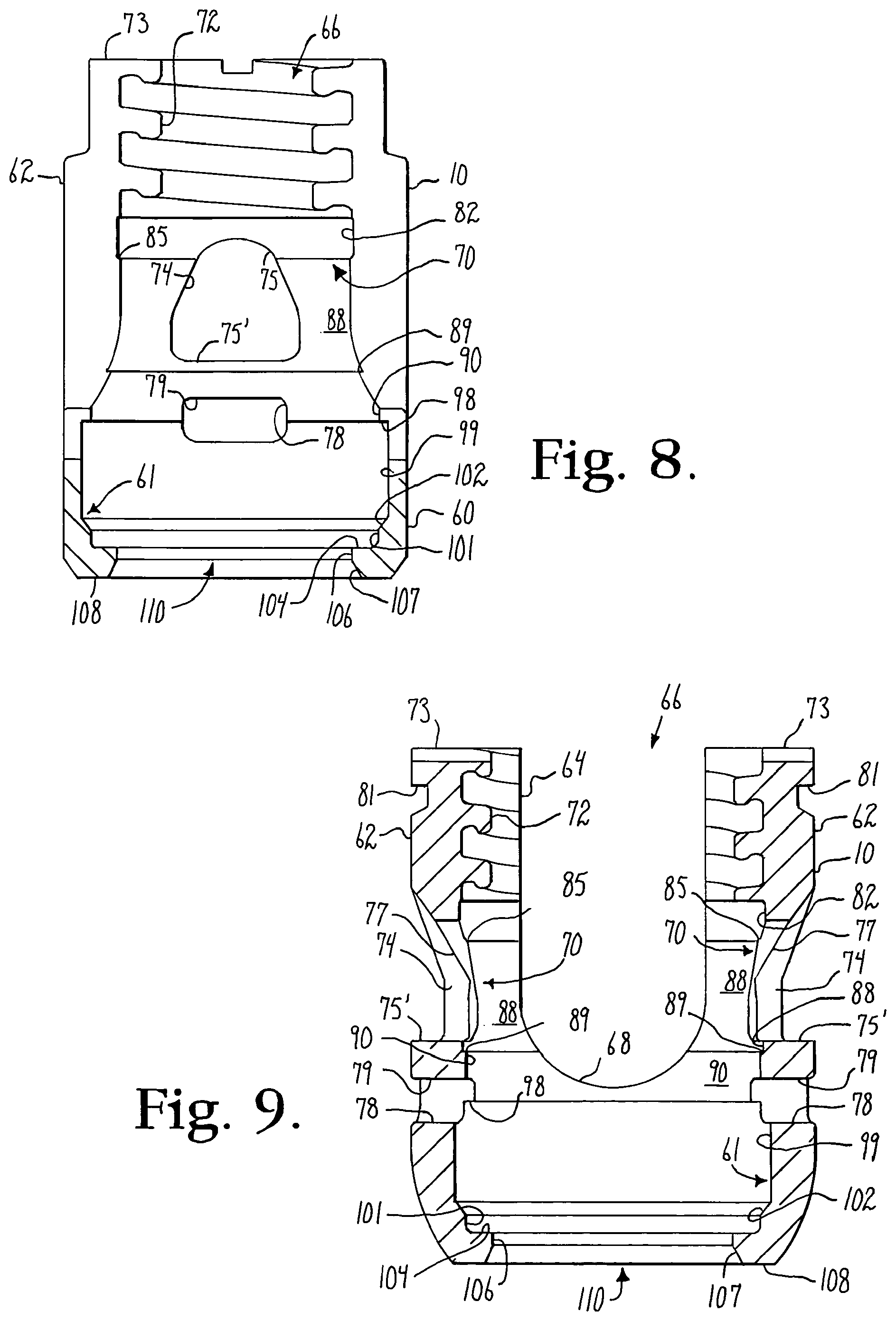 Patent US12376886 Figure 3 – Pivotal bone anchor assembly with retainer pre-positioned in expansion chamber and tool-deployable insert