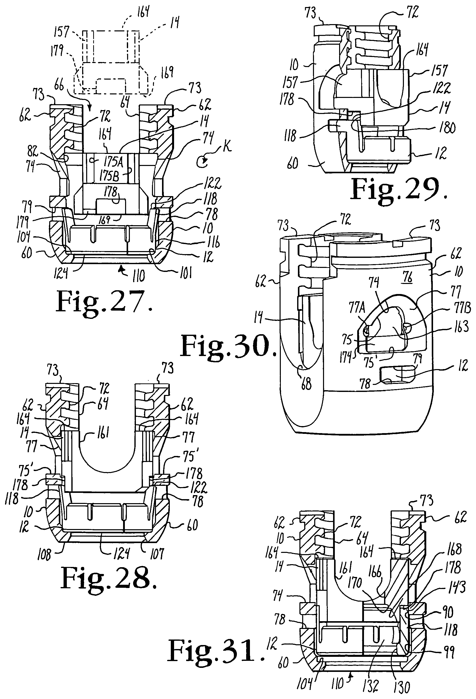 Patent US12376886 Figure 7 – Pivotal bone anchor assembly with retainer pre-positioned in expansion chamber and tool-deployable insert