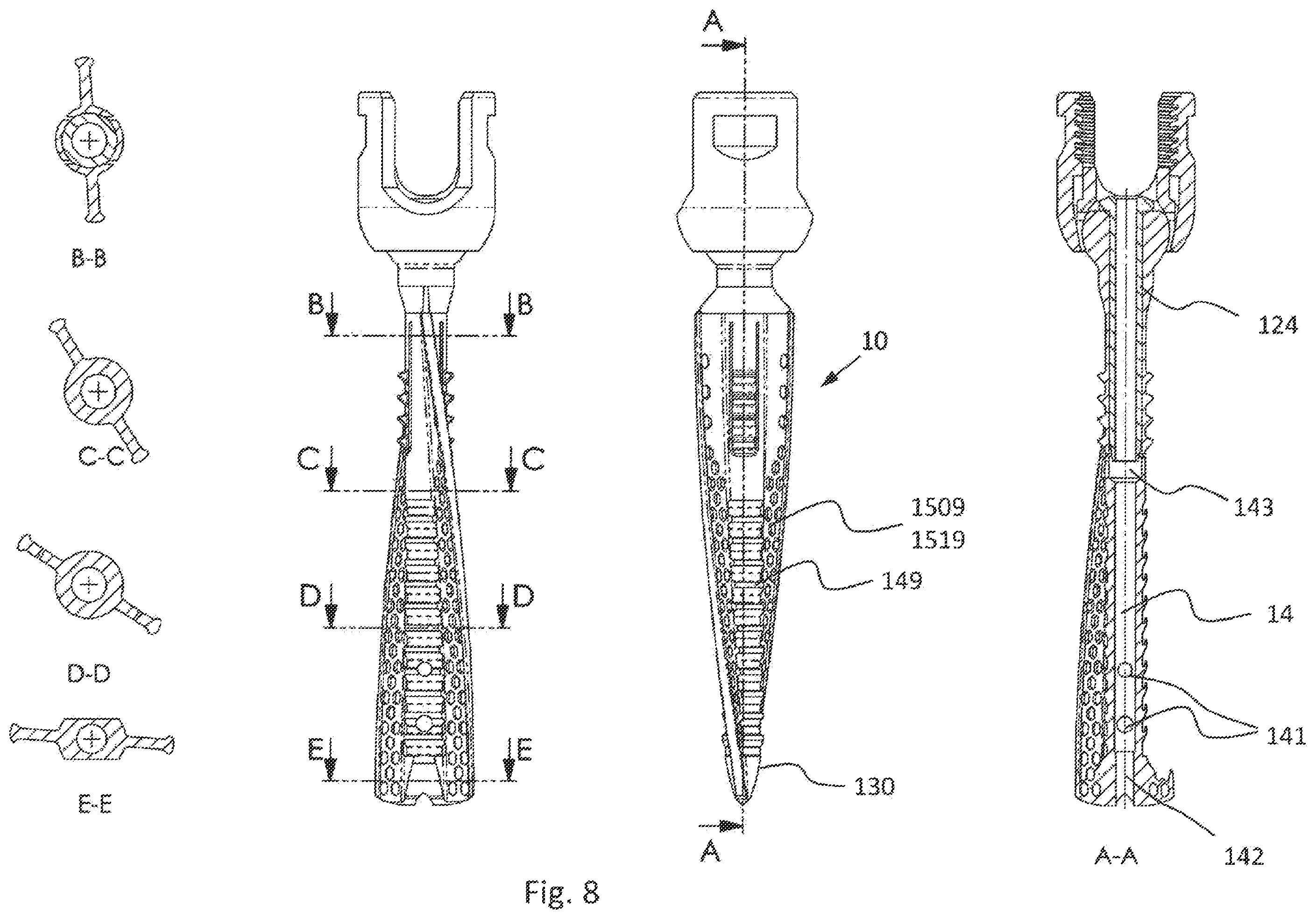 Patent US12376892 Figure 8 – Bone-anchoring device for a pedicle access