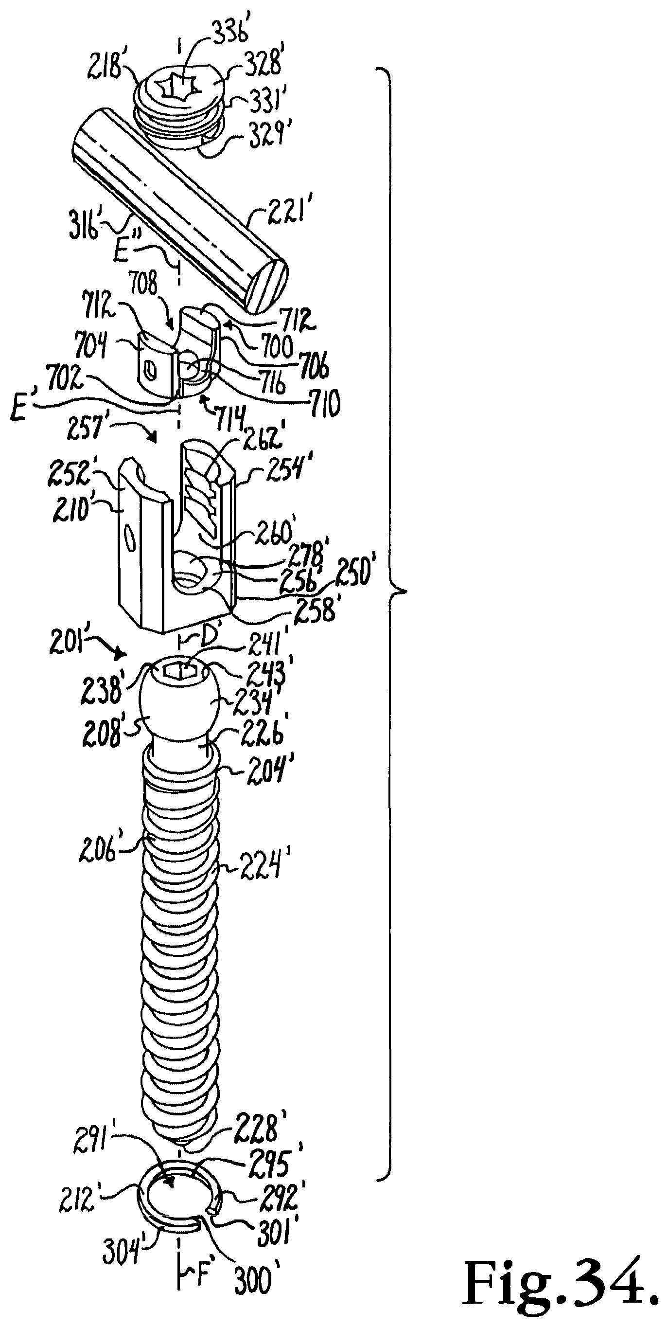 Patent US12376894 Figure 12 – Pivotal bone anchor assembly with ring retainer and twist-in-place pressure insert