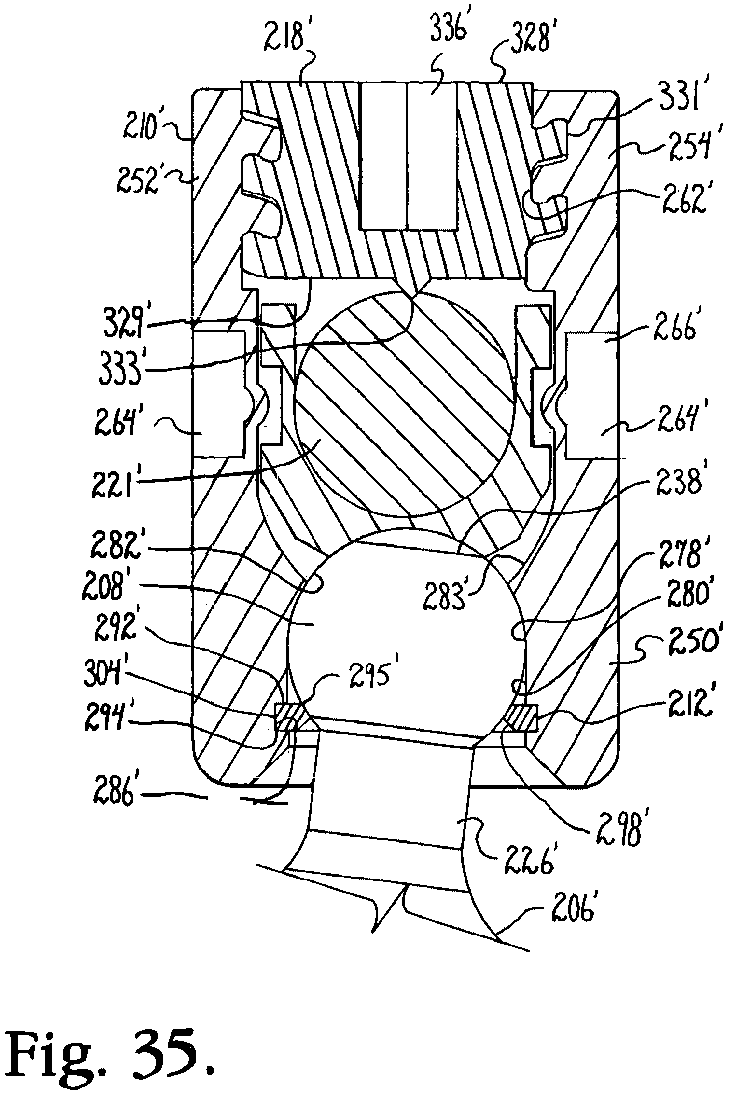 Patent US12376894 Figure 13 – Pivotal bone anchor assembly with ring retainer and twist-in-place pressure insert