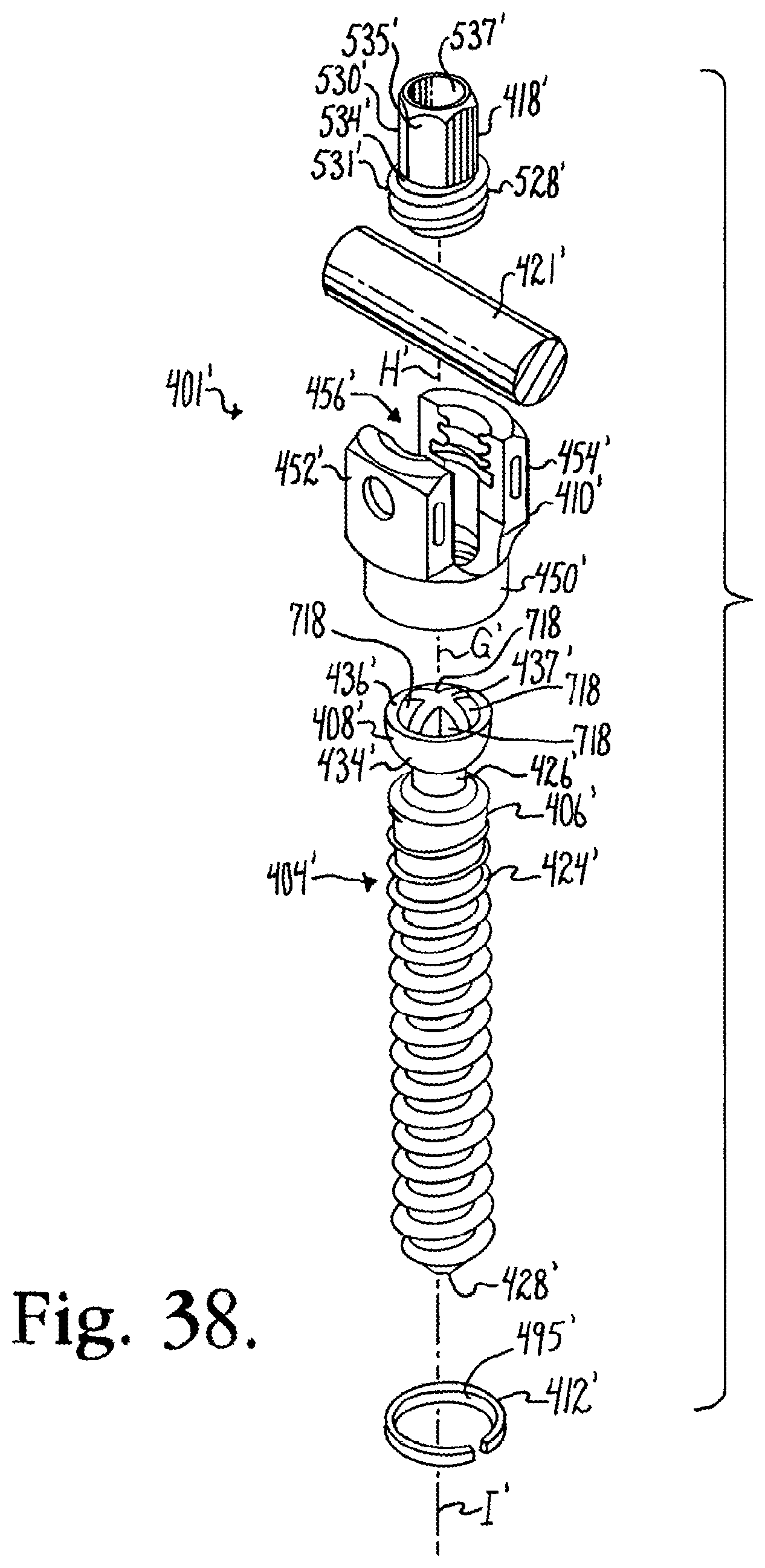 Patent US12376894 Figure 15 – Pivotal bone anchor assembly with ring retainer and twist-in-place pressure insert