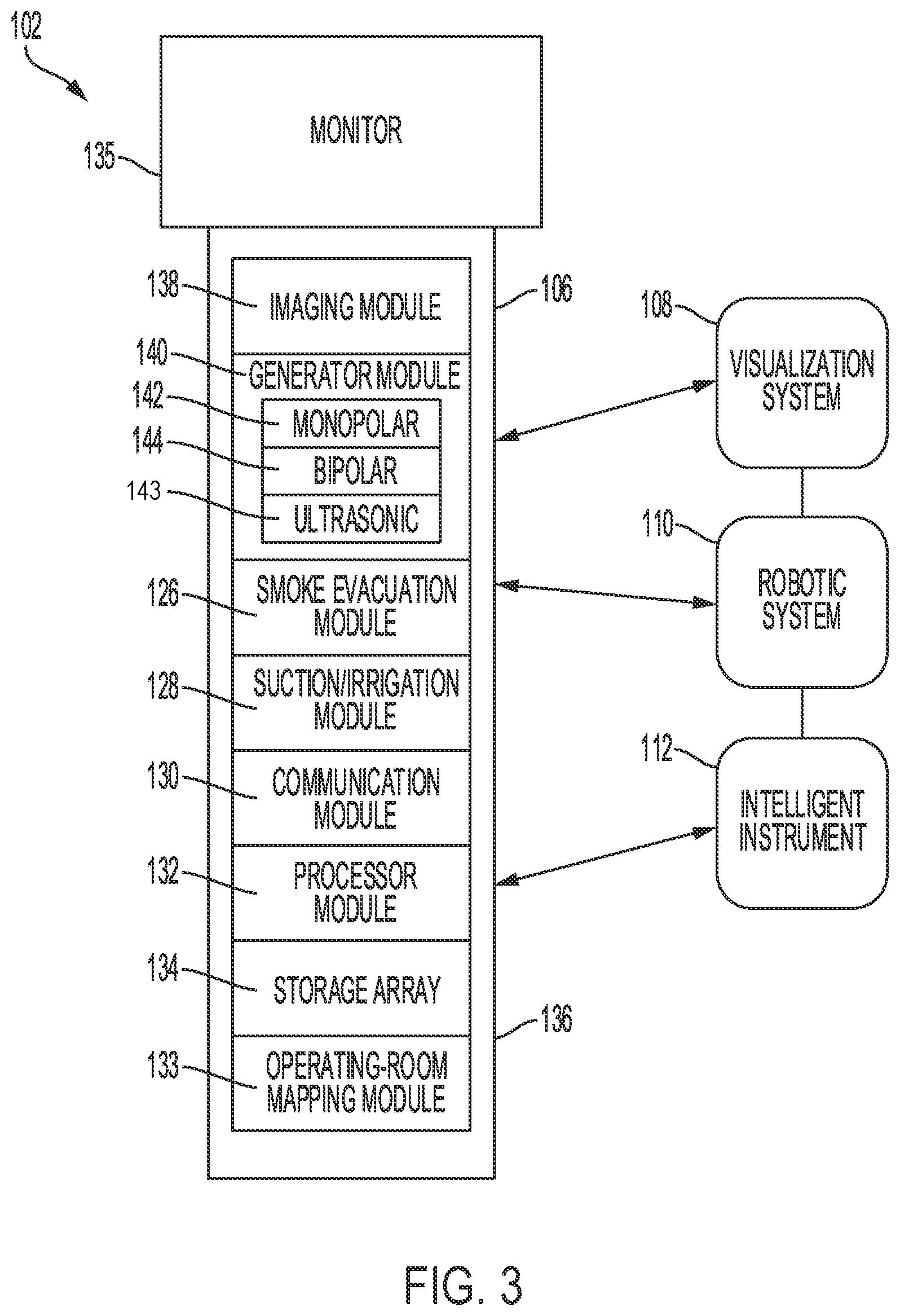 Patent US12376896 Figure 3 – Power and communication mitigation arrangement for modular surgical energy system