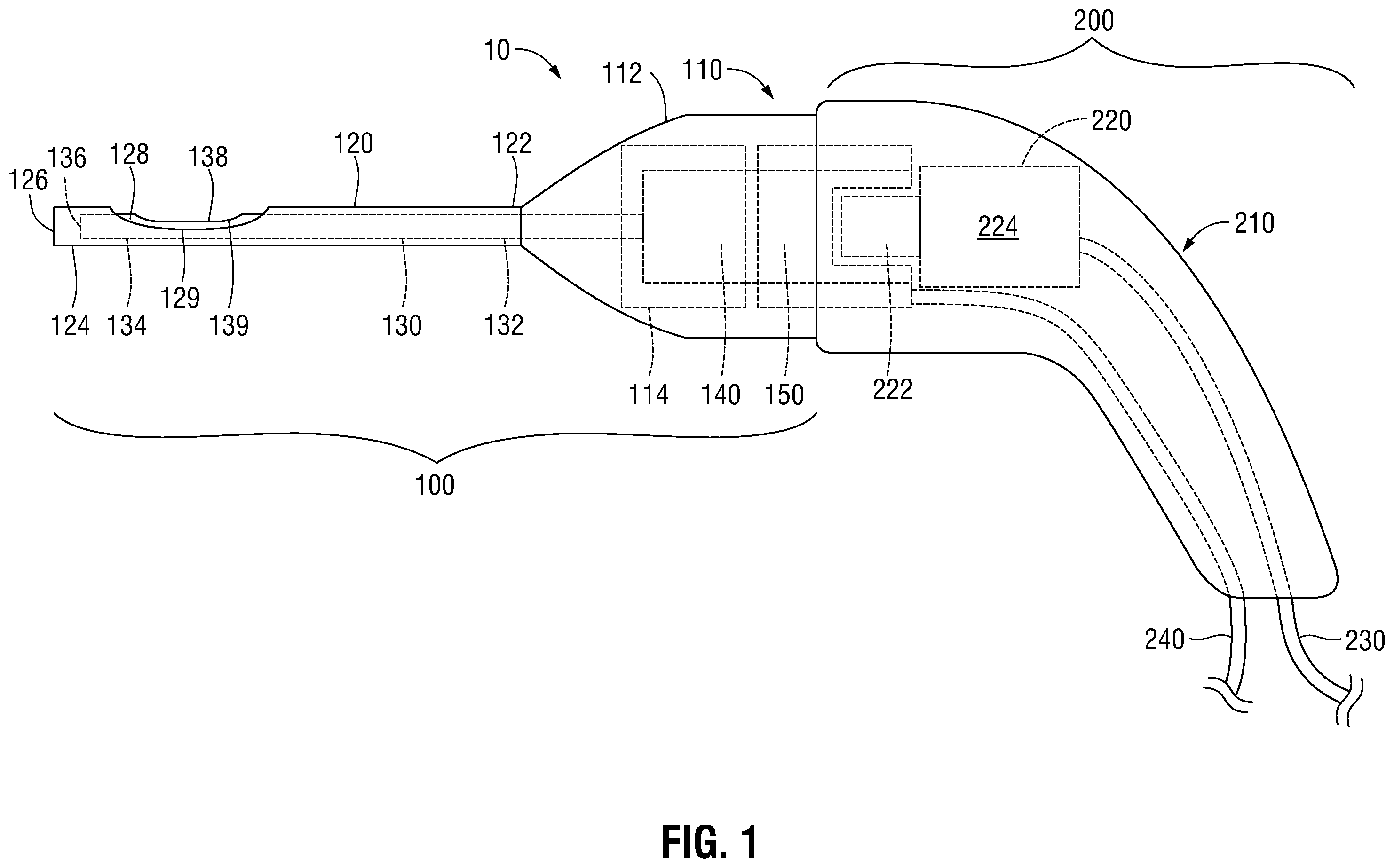 Patent US12376899 Figure 1 – Tissue resecting device including a blade lock and release mechanism