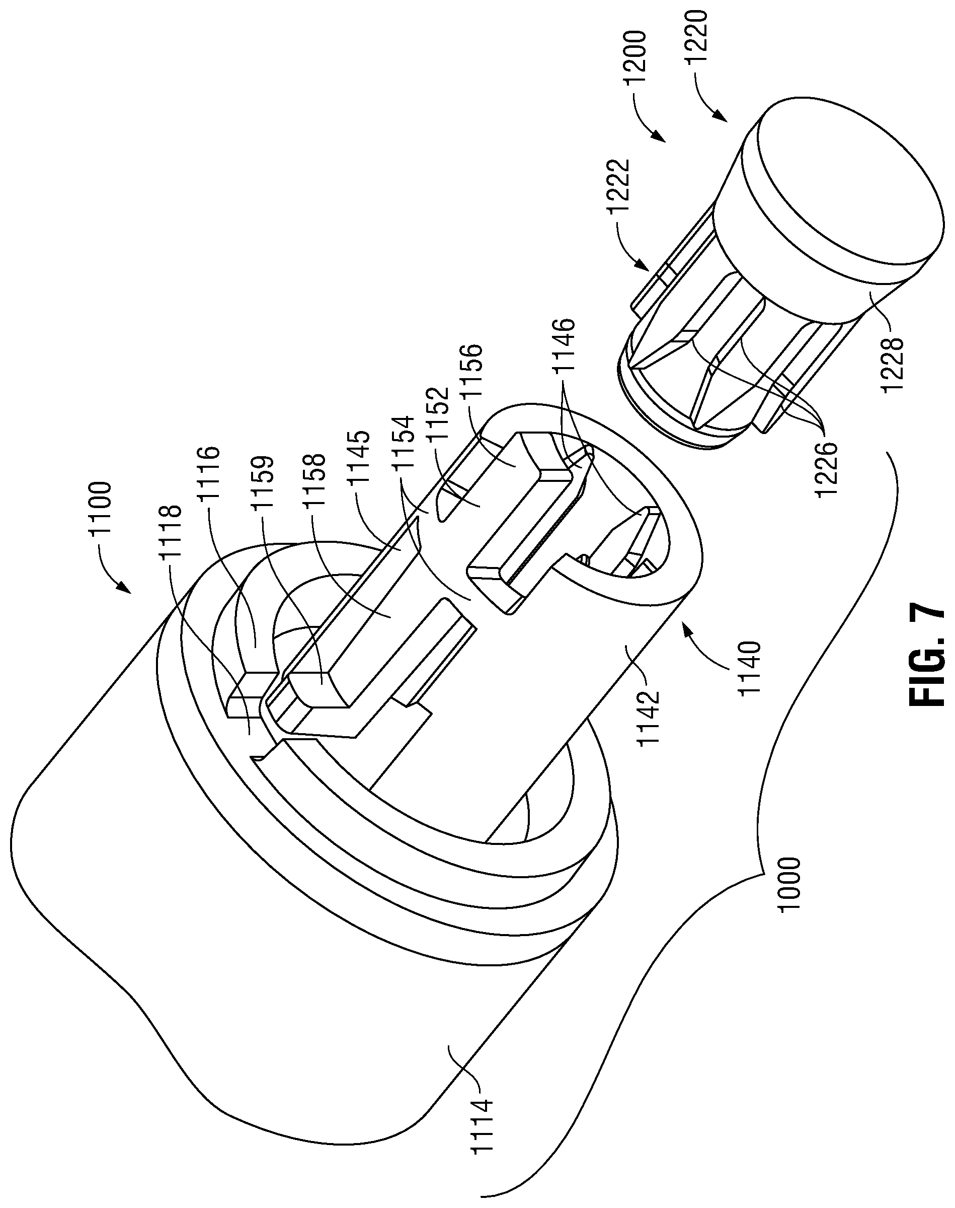 Patent US12376899 Figure 7 – Tissue resecting device including a blade lock and release mechanism