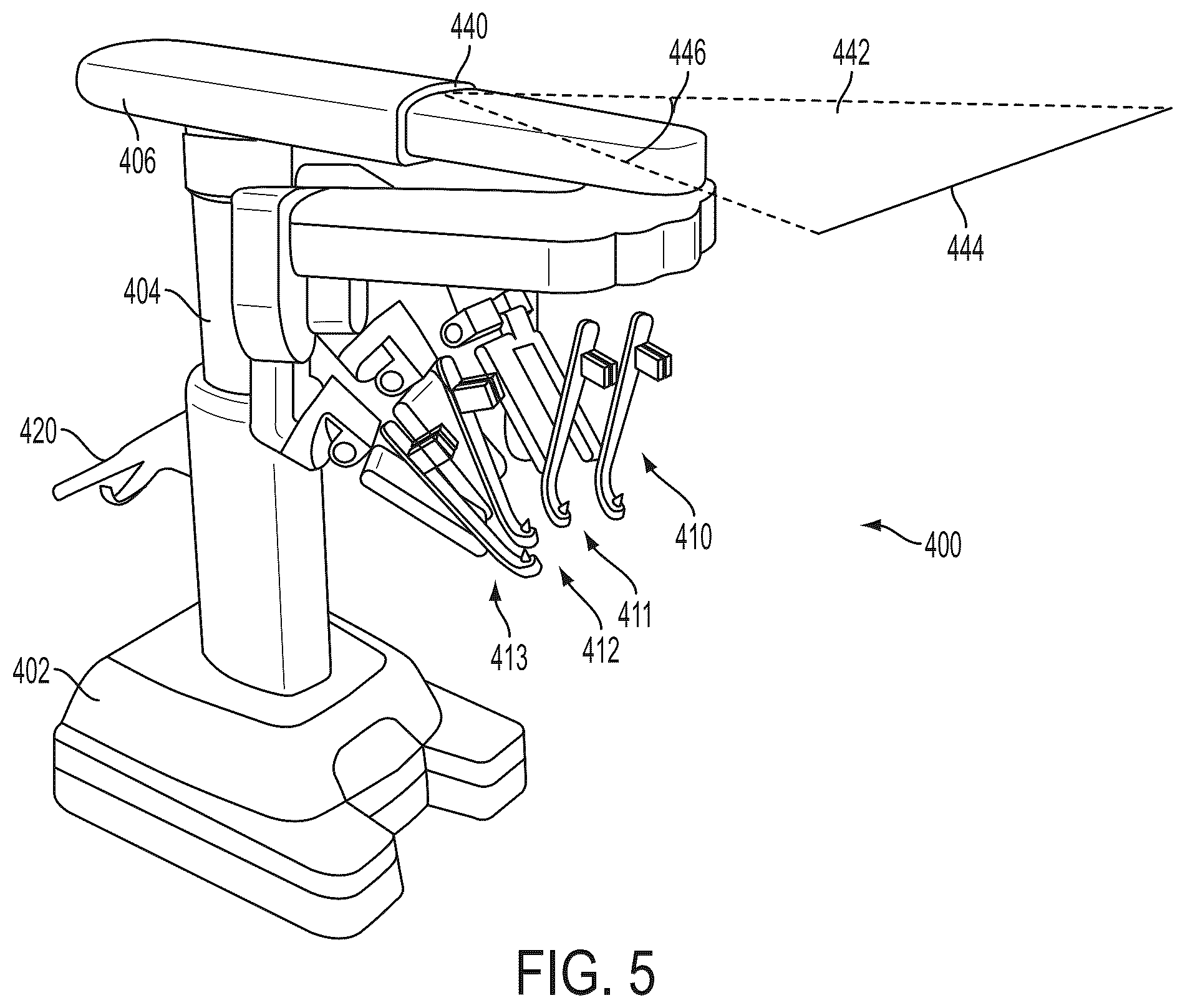 Patent US12376921 Figure 4 – Surgical system with obstacle indication system