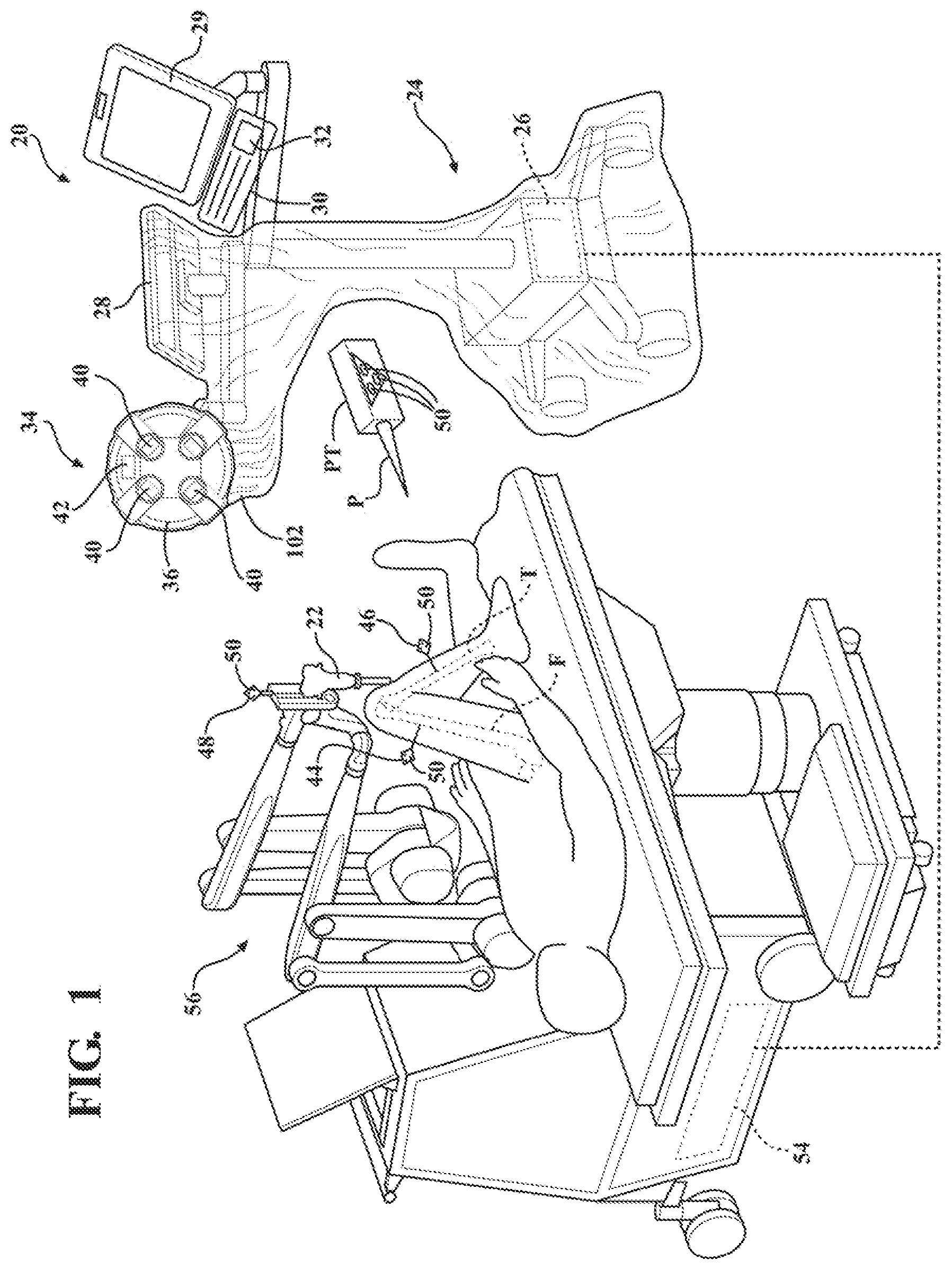 Patent US12376931 Figure 1 – Assembly for positioning a sterile surgical drape relative to optical position sensors