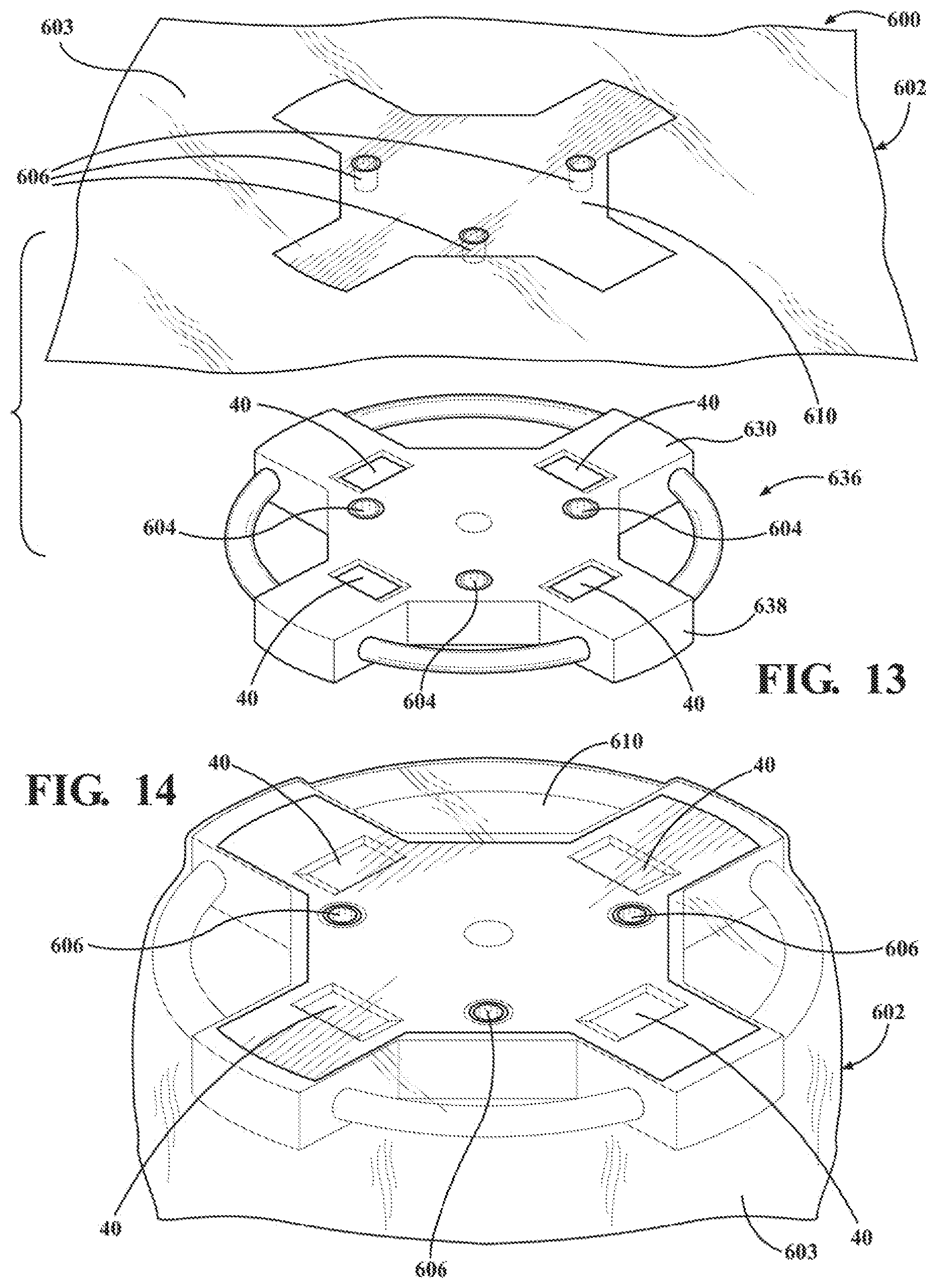 Patent US12376931 Figure 8 – Assembly for positioning a sterile surgical drape relative to optical position sensors