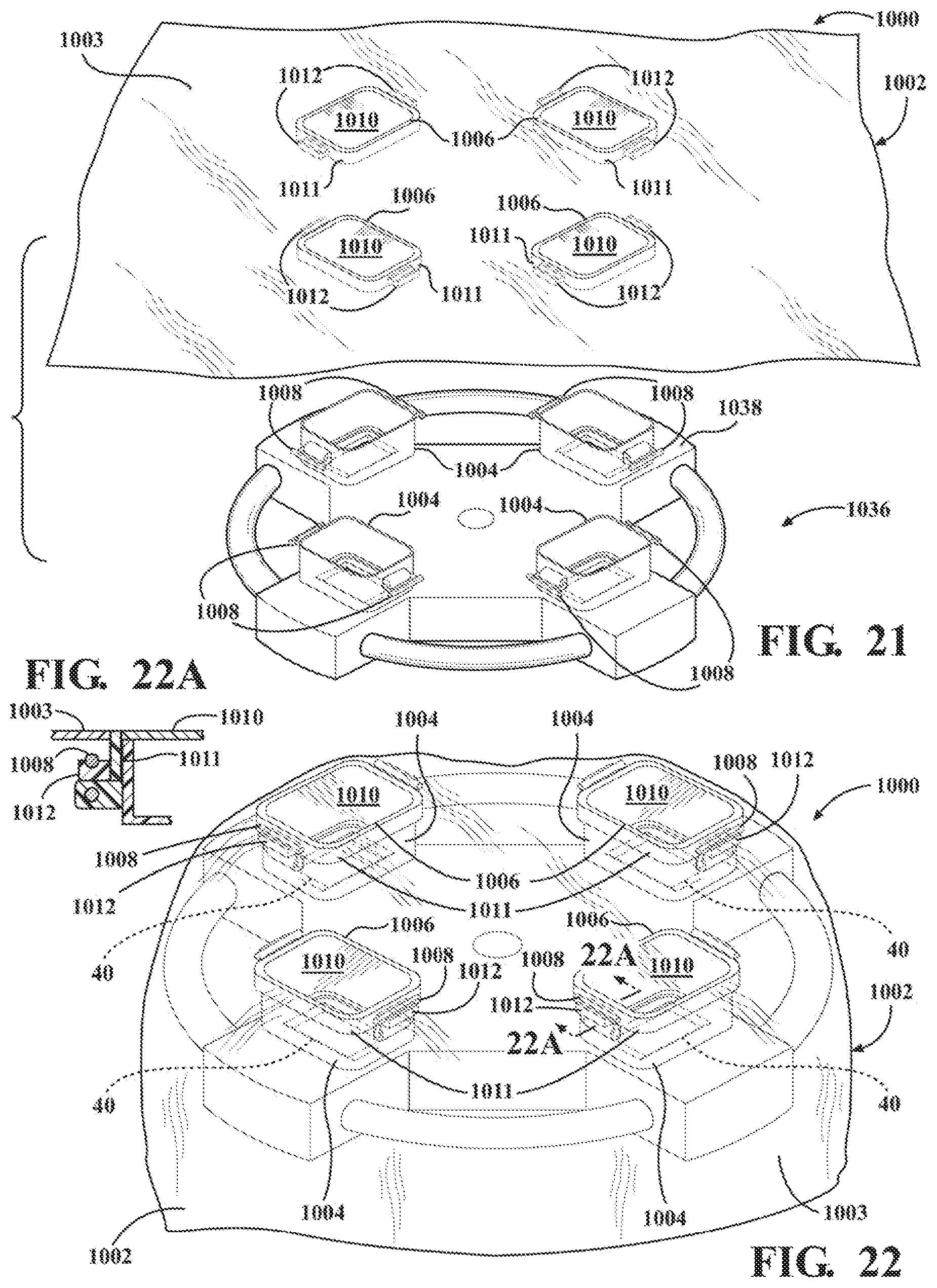 Patent US12376931 Figure 12 – Assembly for positioning a sterile surgical drape relative to optical position sensors