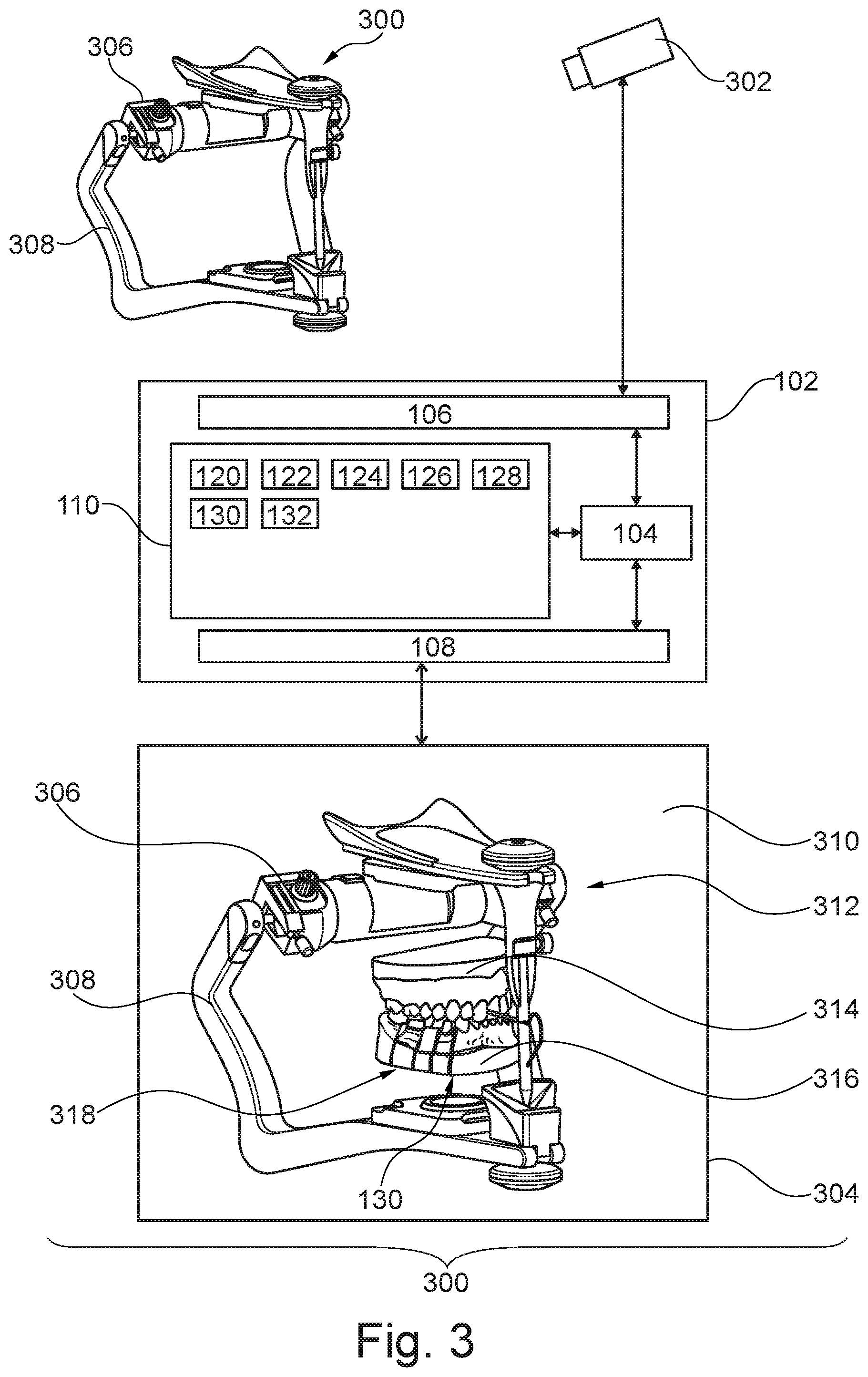 Patent US12376946 Figure 3 – Control of virtual objects using a dental articulator