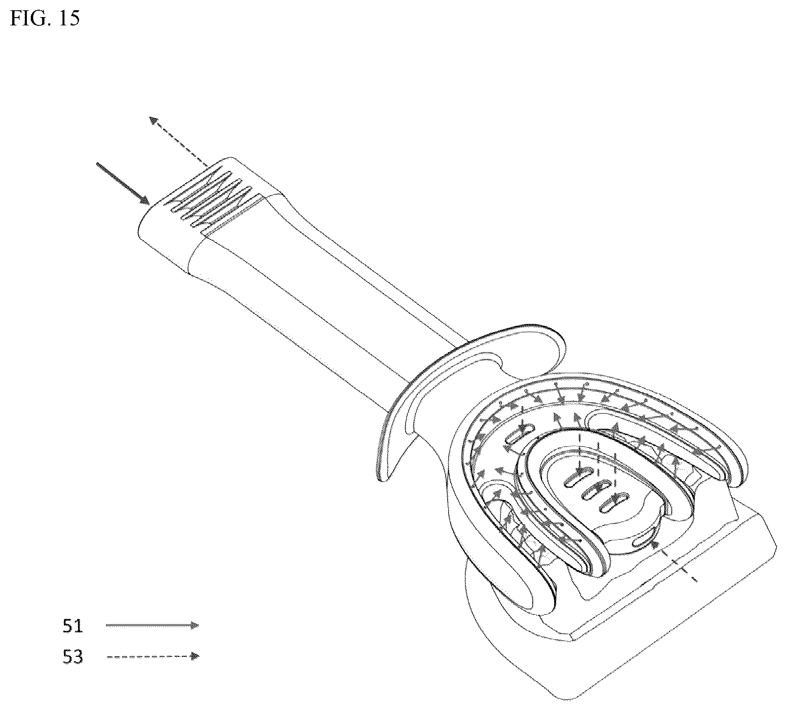 Patent US12376947 Figure 15 – Oral cavity cleaner for automatically sucking contaminated water for washing oral cavity