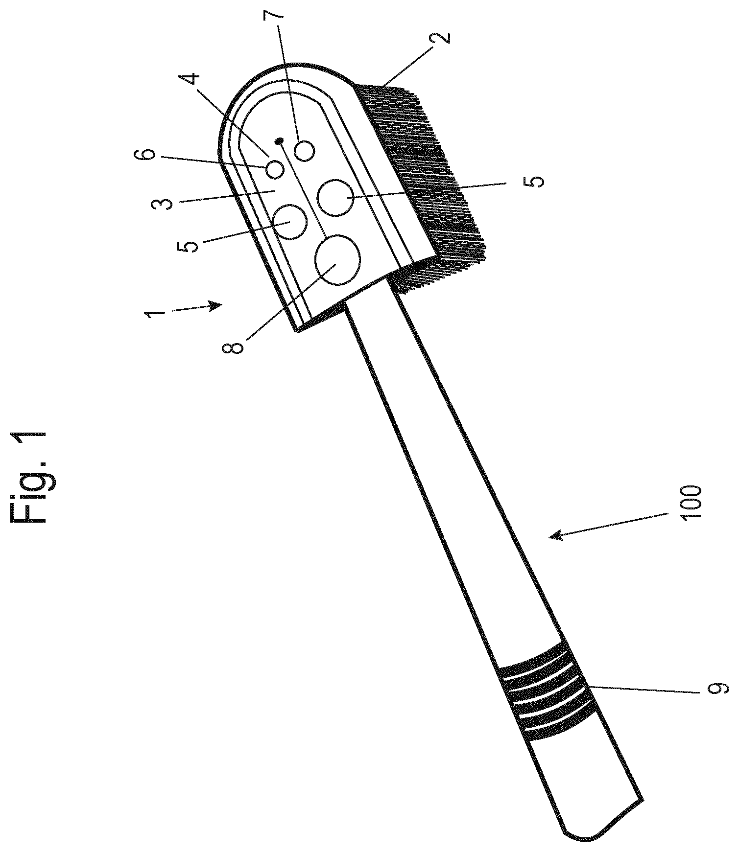 Patent US12376950 Figure 1 – Brush head, toothbrush, analysis system and method for the operation thereof