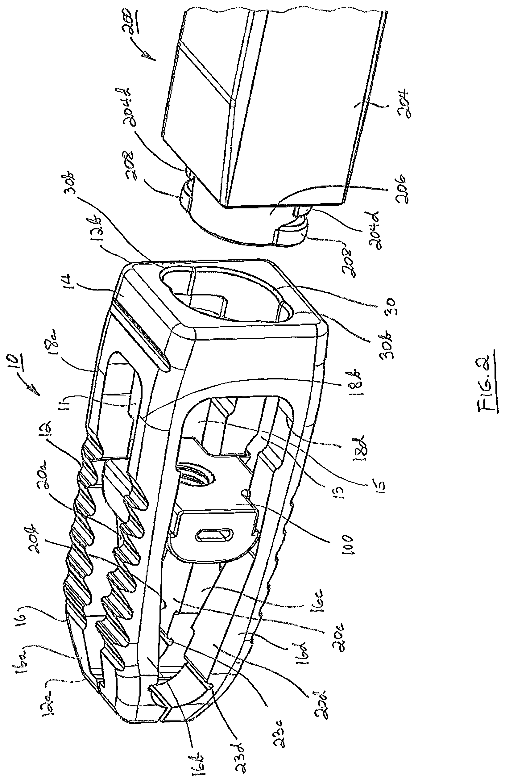 Patent US12376969 Figure 2 – Interbody fusion device comprising textured surfaces