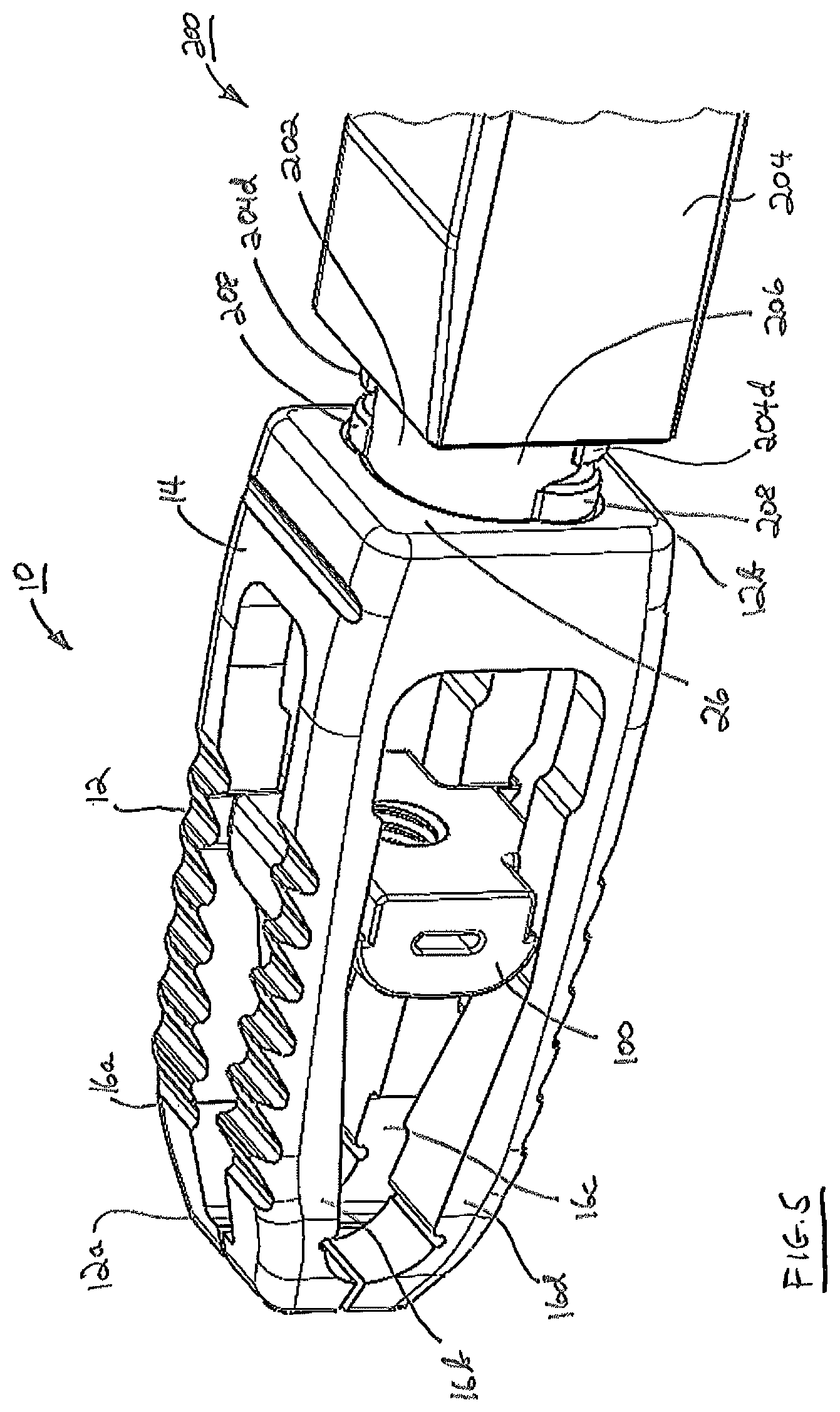Patent US12376969 Figure 5 – Interbody fusion device comprising textured surfaces